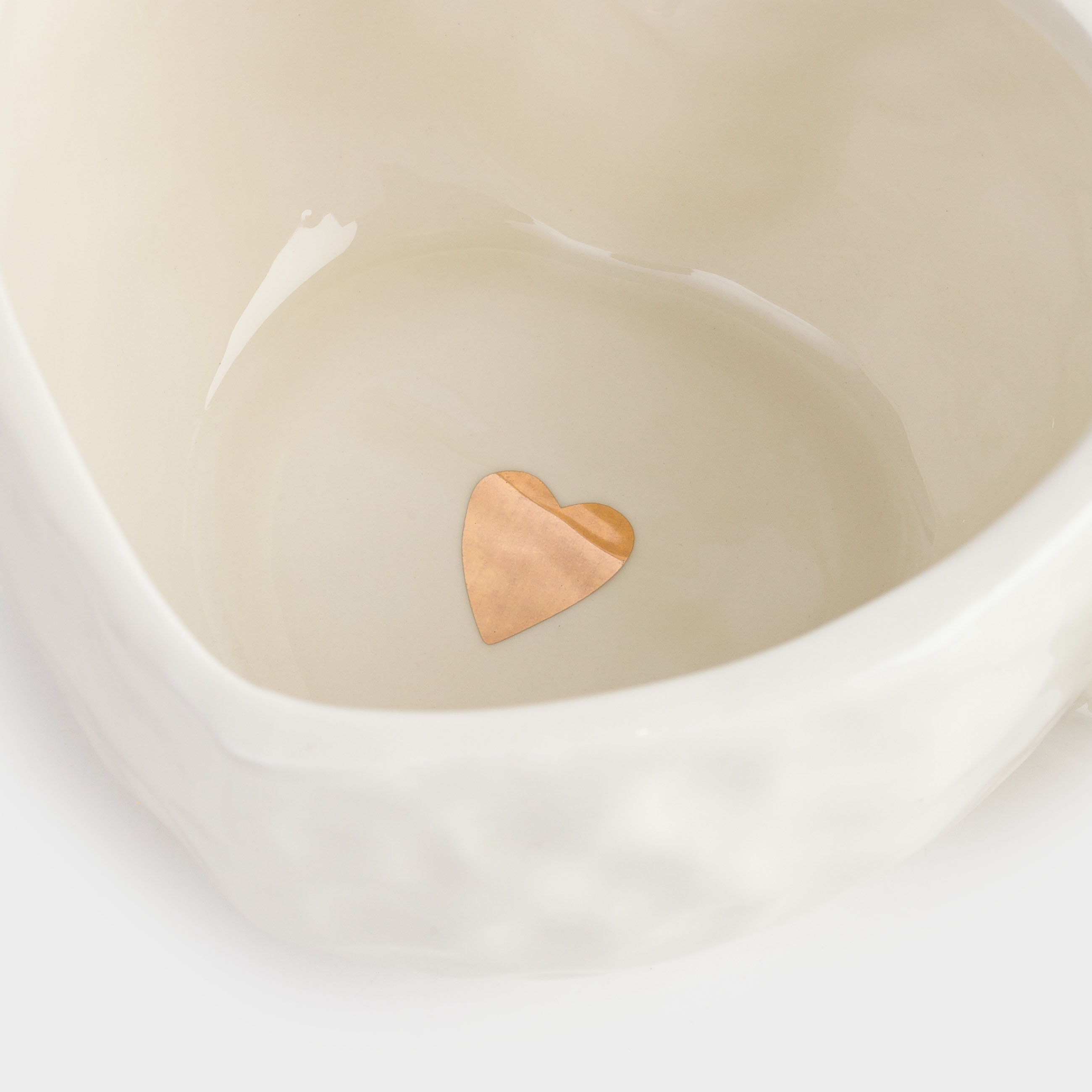 Mug, 500 ml, ceramic, milky gold, Heart, Crumple amour, image-5