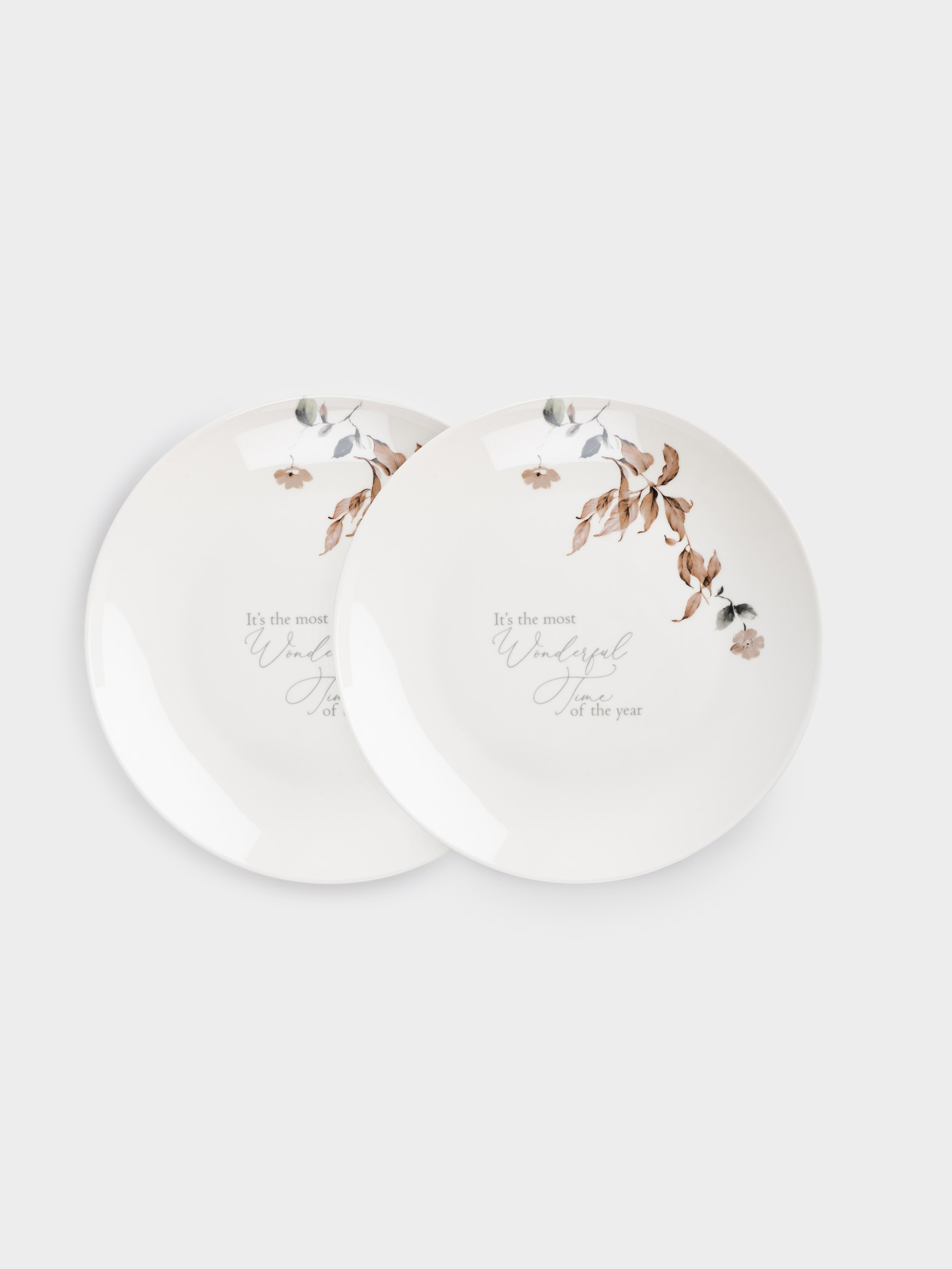 Snack plate, 20 cm, 2 pcs, porcelain N, Autumn flowers, Refined floral, image-0