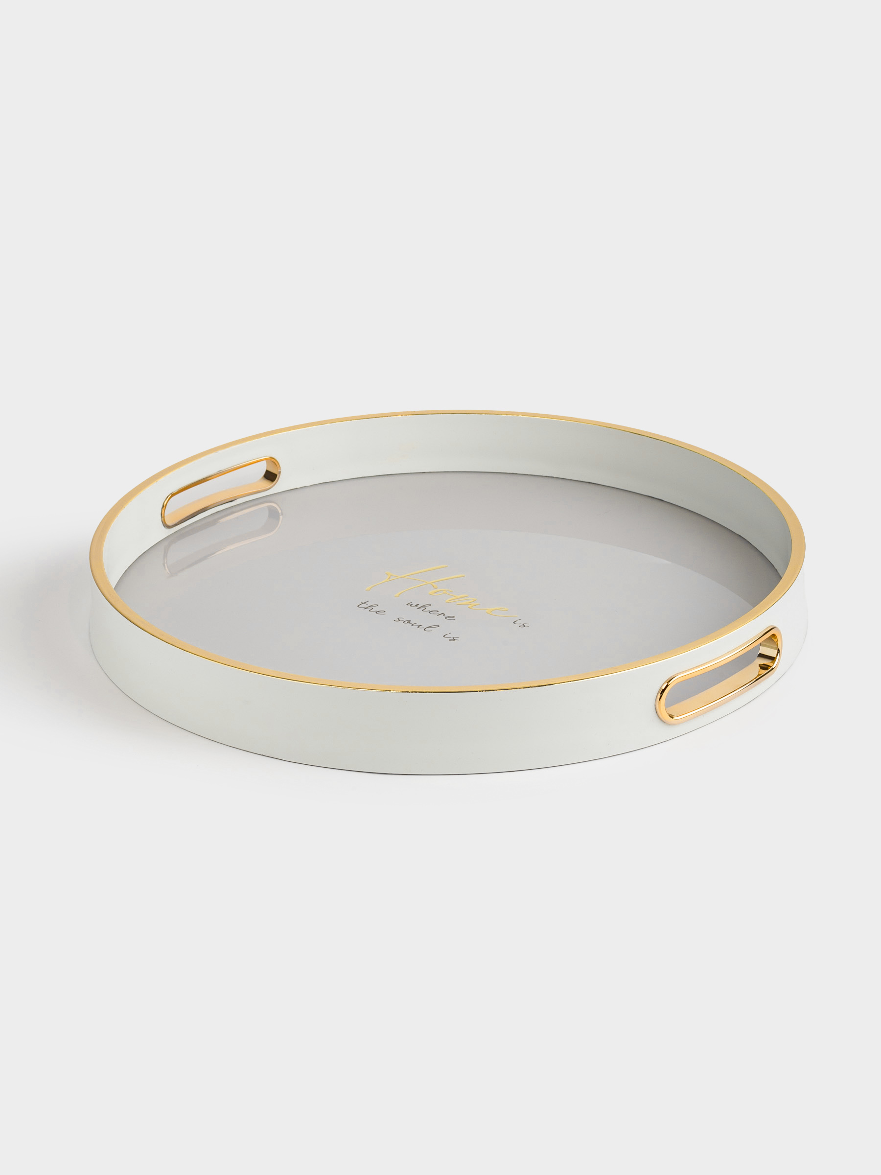 Tray, 36 cm, plastic / glass, round, milky gold, Home, Fardella, image-4