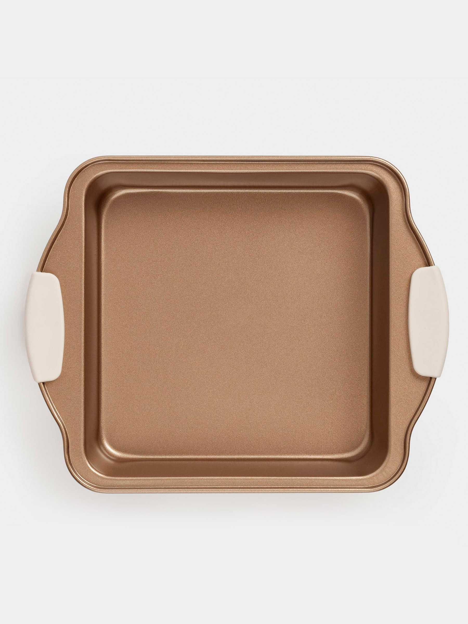 Baking dish, 28x22 cm, with handles, steel / silicone, square, copper, Resto , image-5