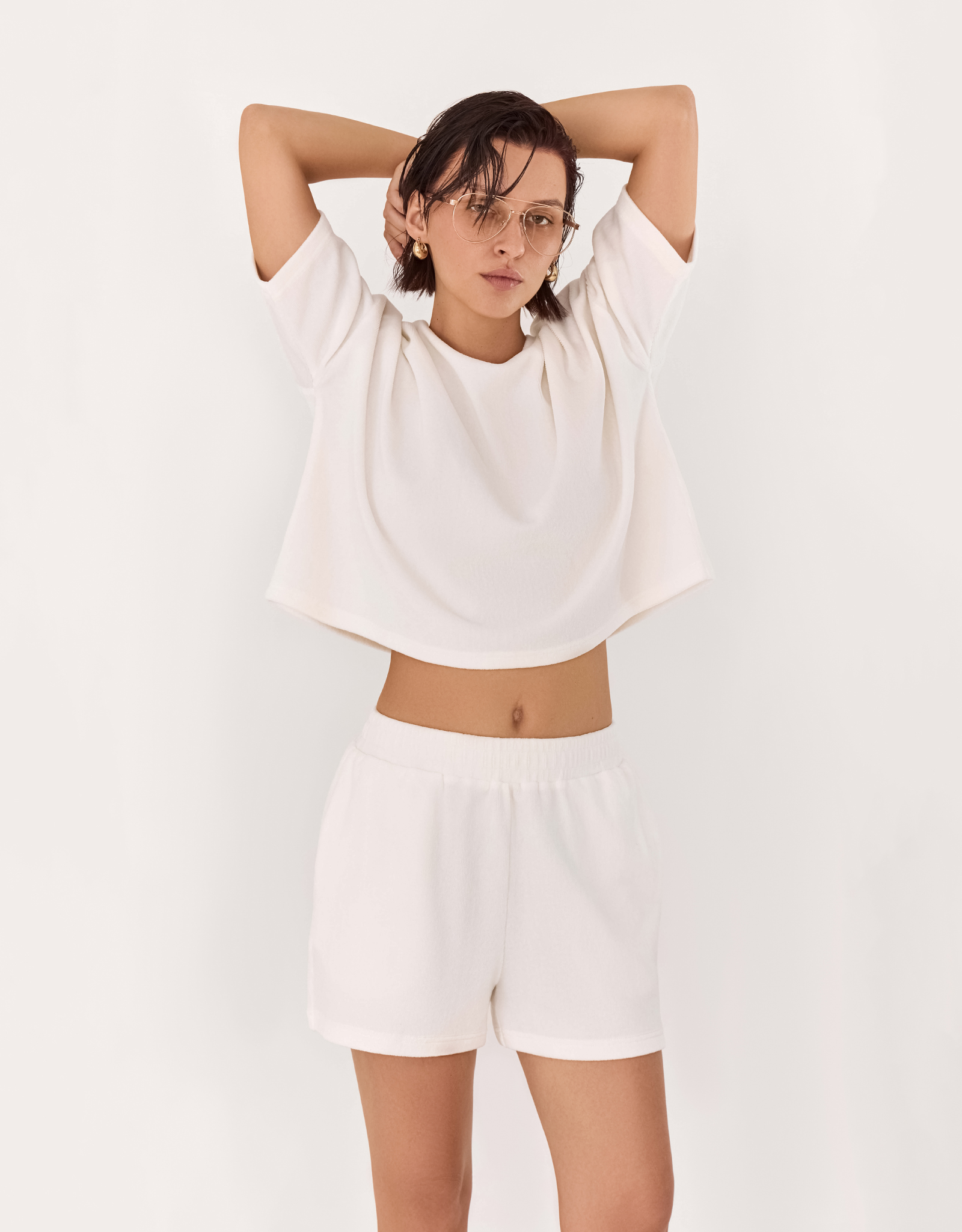 Women's shorts, size S, cotton / polyester, white, Peggy, image-0