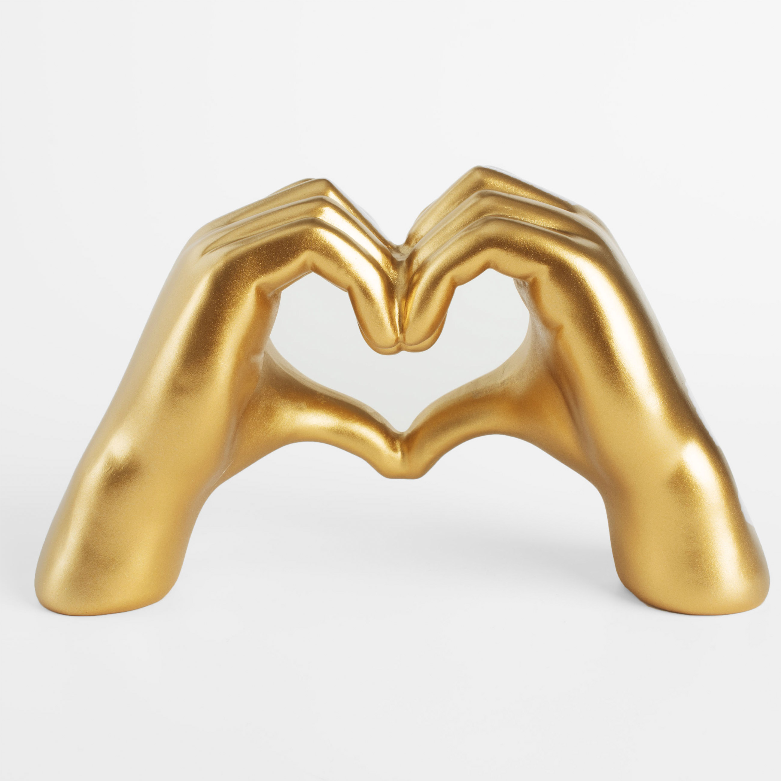 Figurine, 24 cm, polyresin, golden, Heart gesture, Hand, image-0