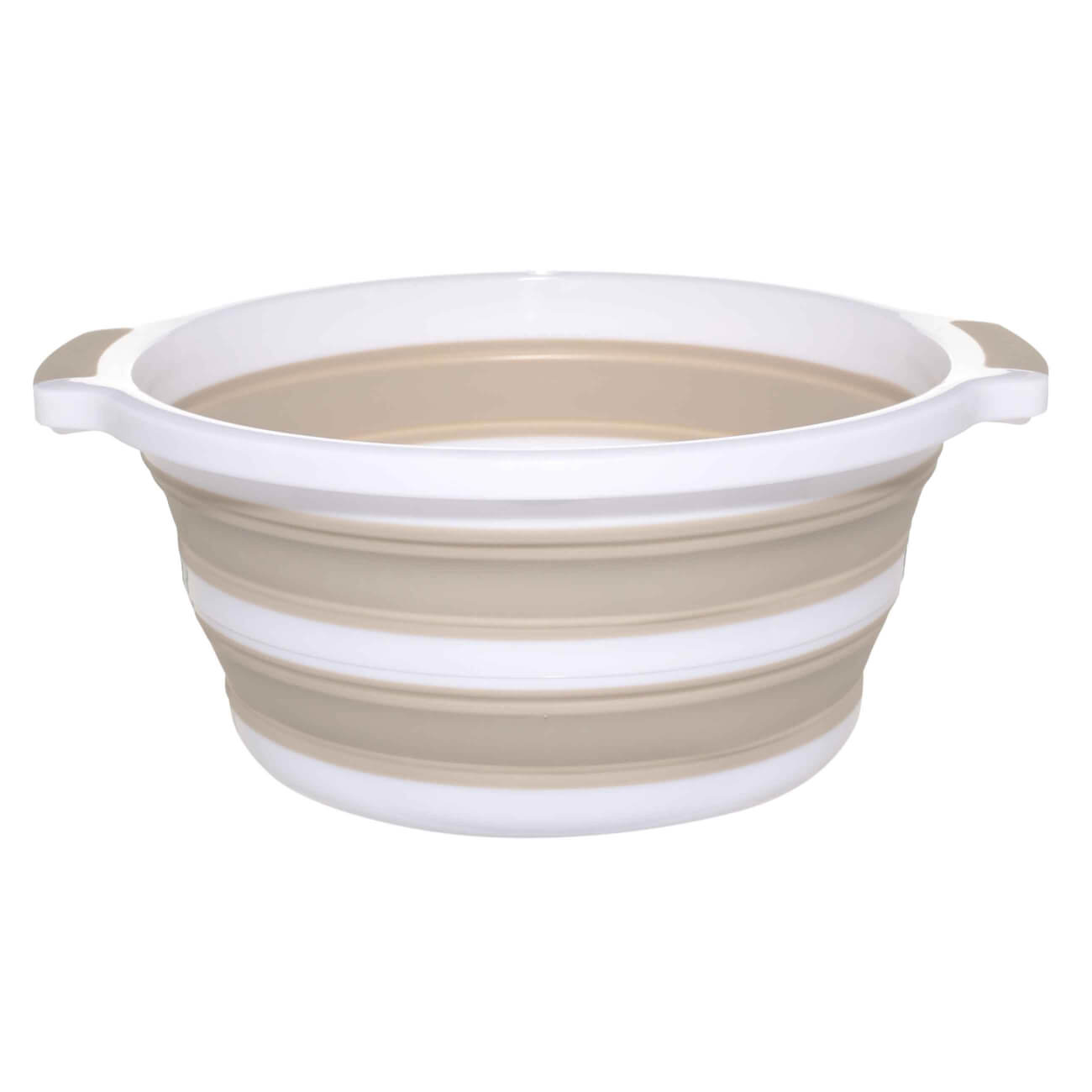 Foldable basin, 10 l, plastic / rubber, gray-beige, Foldaway
