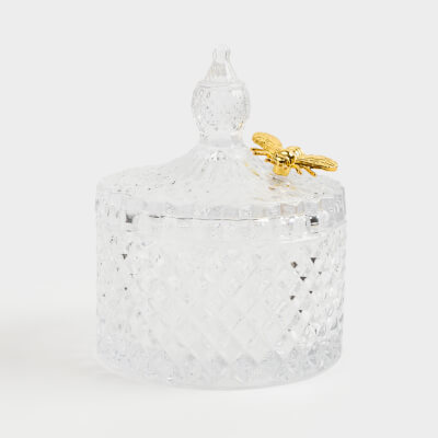 Storage container, 13x11 cm, 320 ml, steclo R / metal, Bee, Honey ,image-0