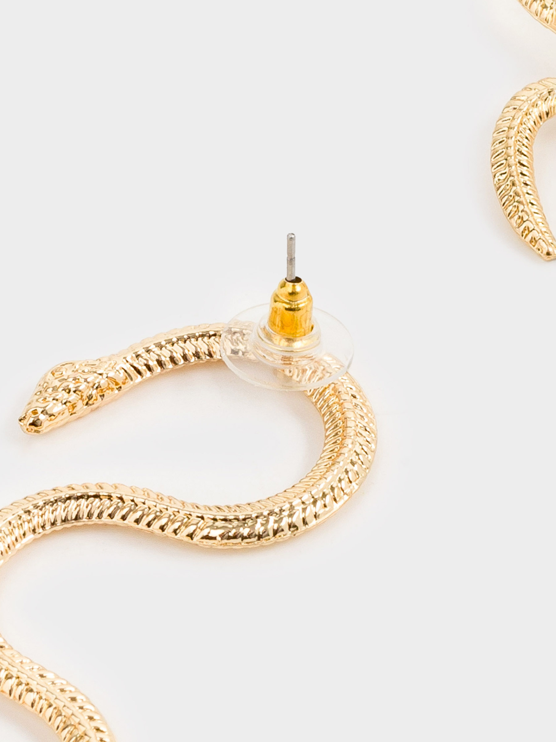 Earrings, 6 cm, 2 pieces, metal, gold, Snake, Jewelry snake