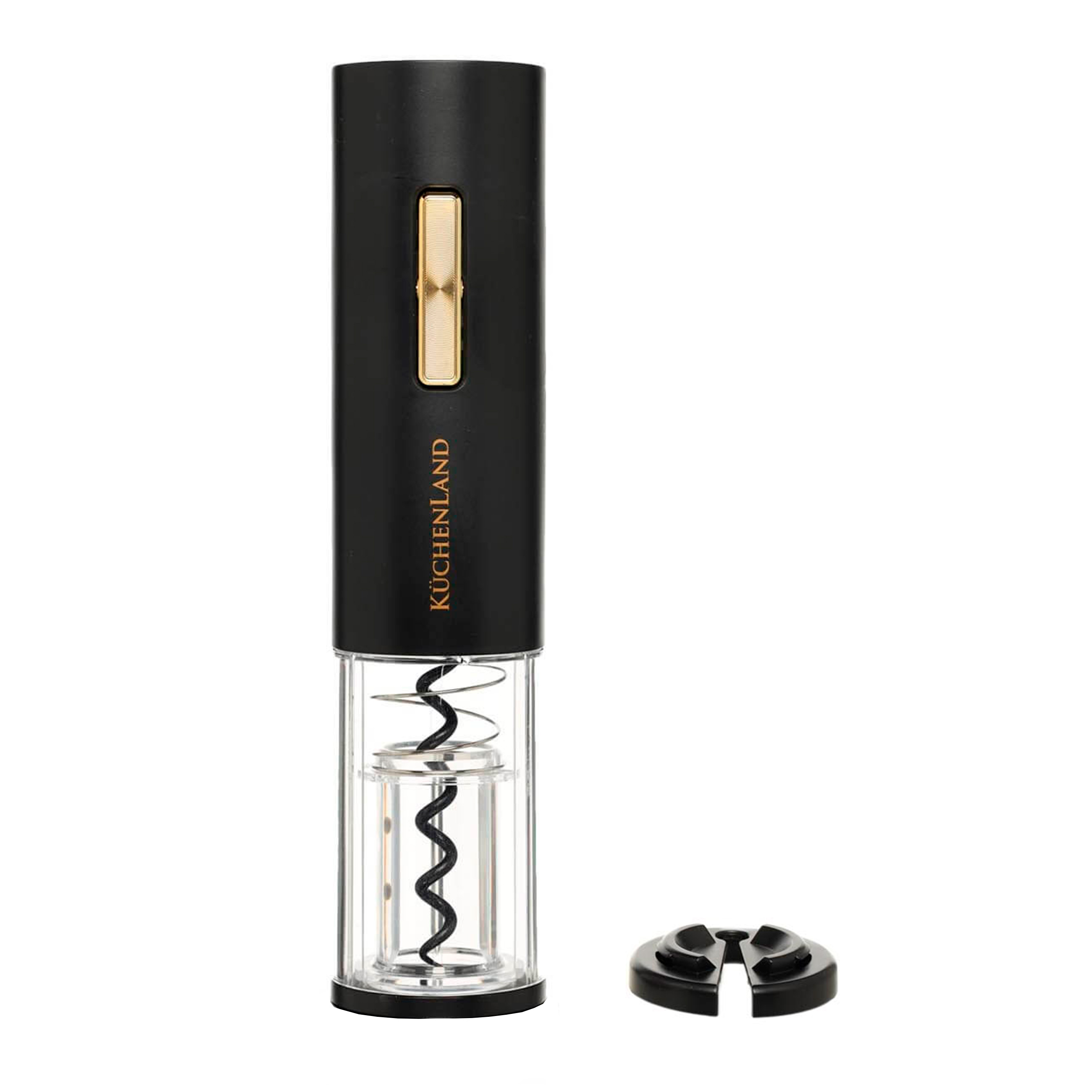 Electric corkscrew, 19 cm, with foil cutter, plastic, LED B, Black, Bar, image-0
