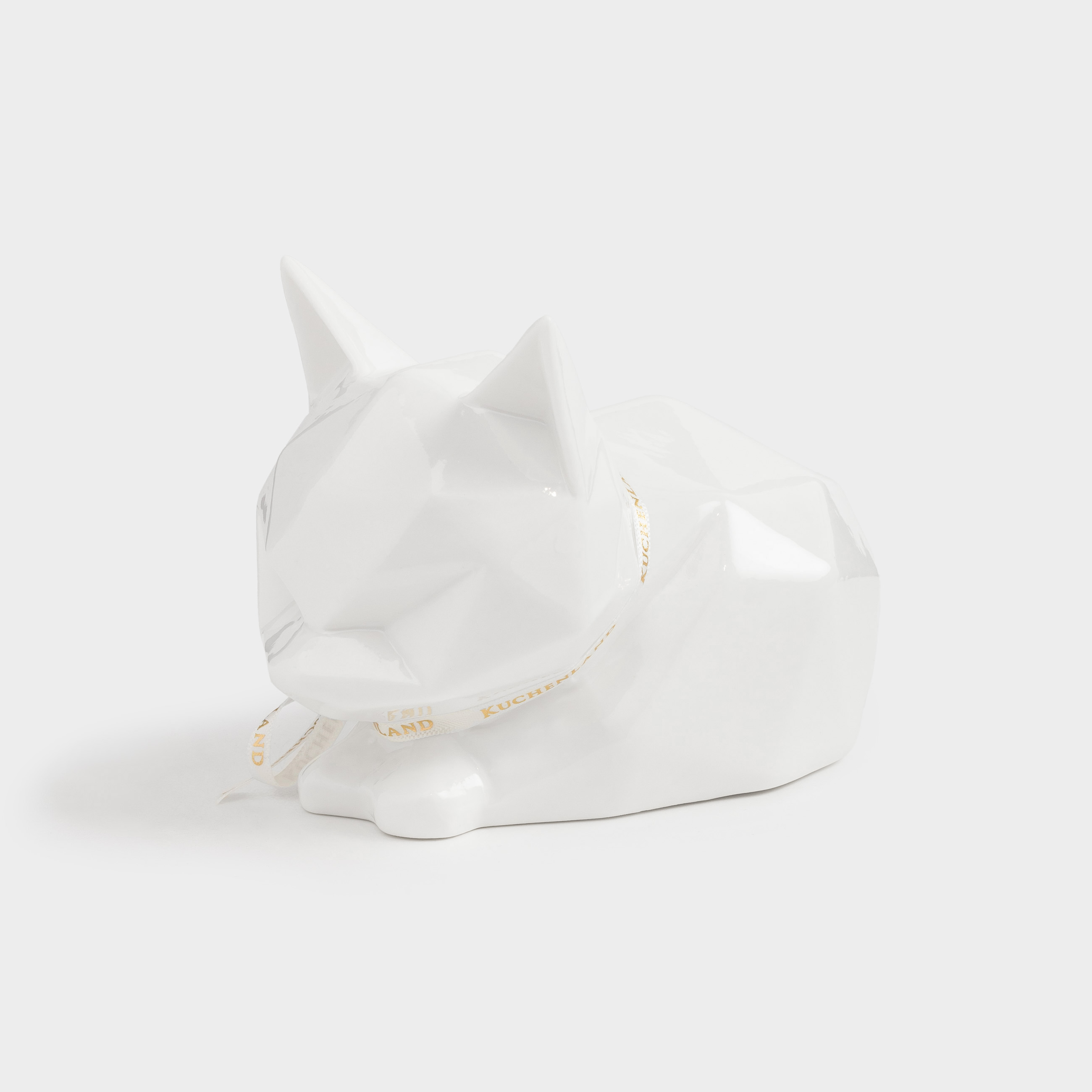 Decorative lamp, 13x9 cm, porcelain, white, Cat, Art modern