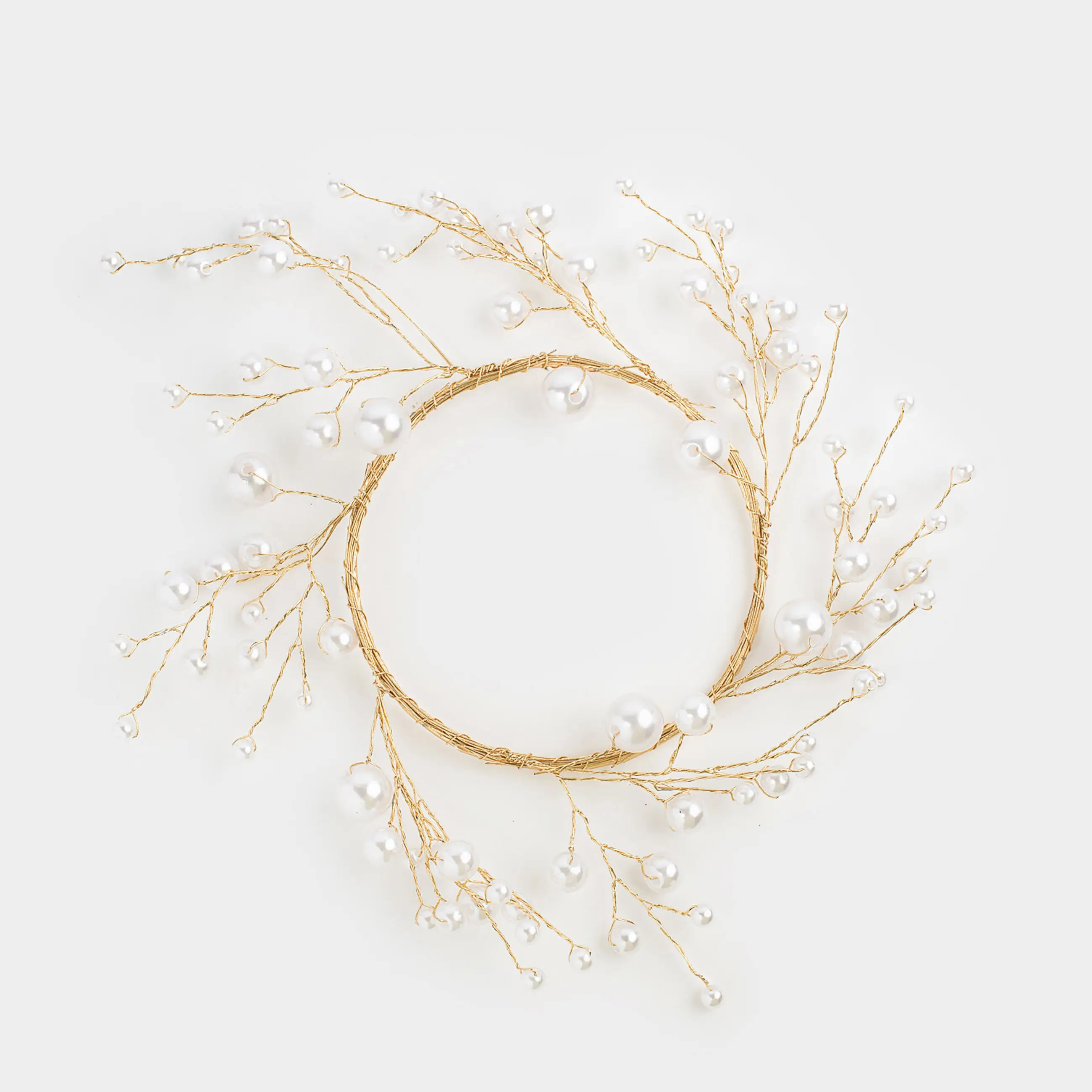 Napkin ring, 5 cm, plastic / metal, champagne, Pearls, Balls decor