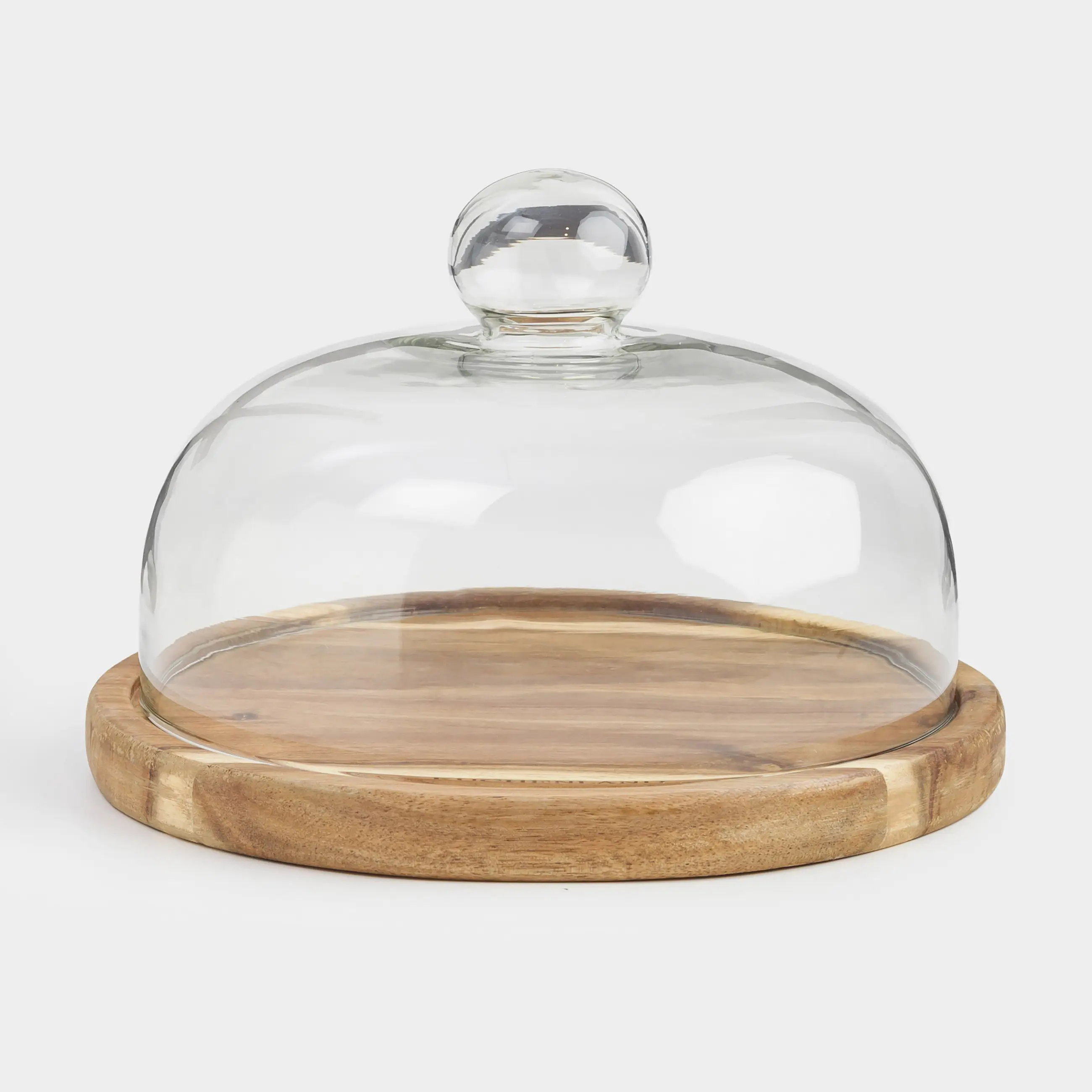 Dish with lid, 23x15 cm, wood/glass, round, image-0