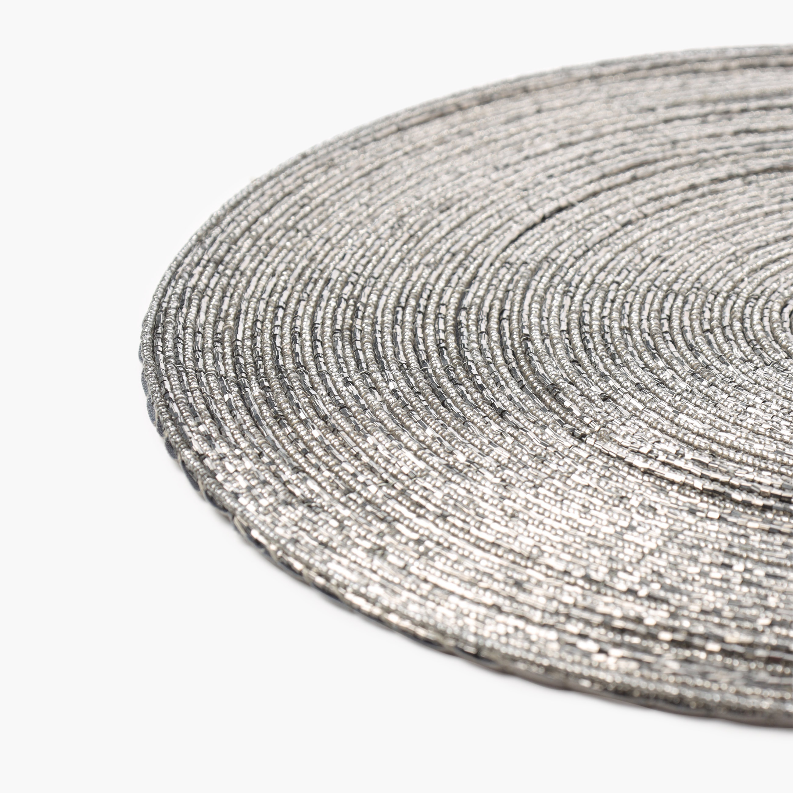 Napkin for appliances, 36 cm, beads, round, silver-gray, Rotation beads, image-0