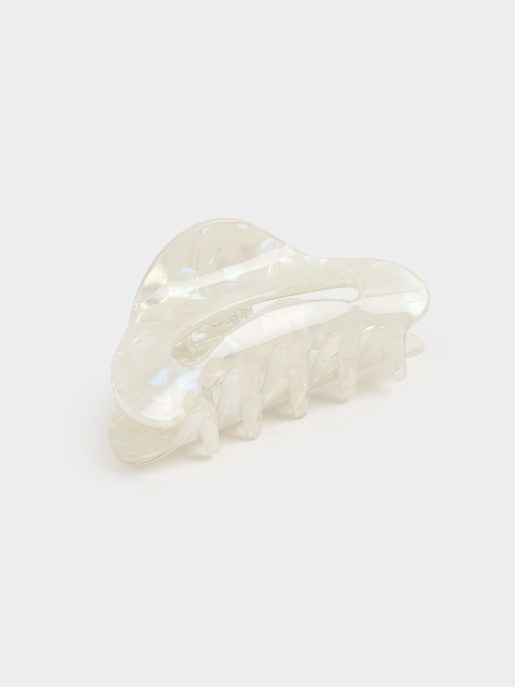 Hair clip, 9 cm, plastic / metal, white, mother of pearl, Crab, Glam, image-1
