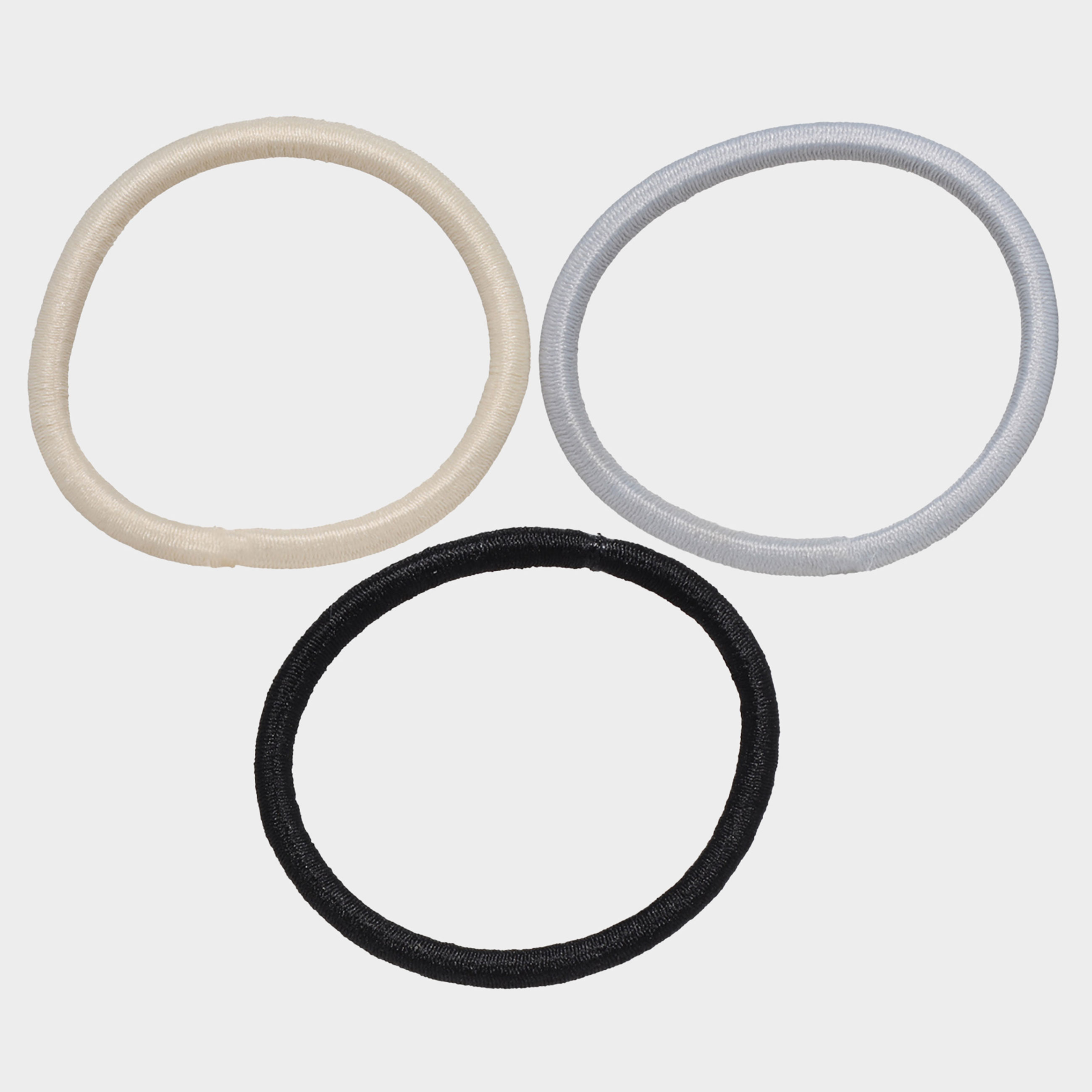 Elastic band for hair, 5 cm, 24 pcs, polyester, black/gray / beige, Basic