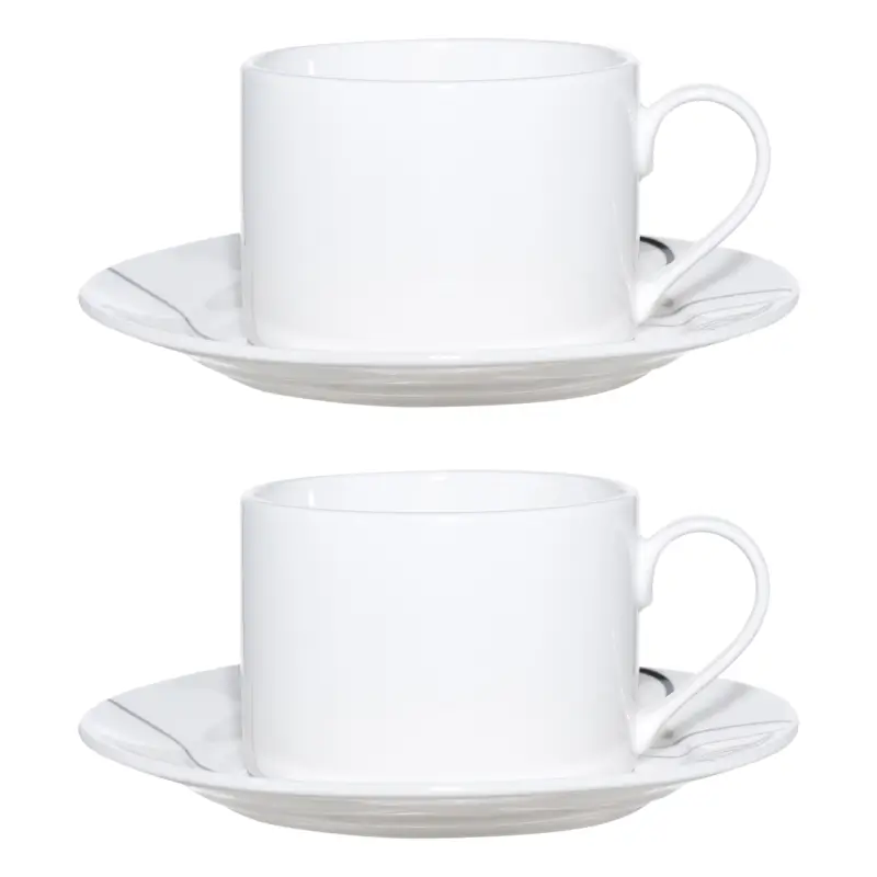 Tea pair, 2 persons, 4 items, 220 ml, porcelain N, white, Contour face, Face ,image-0