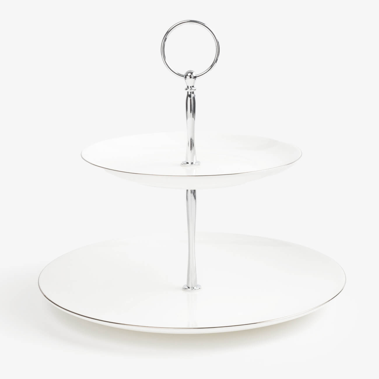 Cake stand, 26x18 / 24 cm, 2 tiers, porcelain F / metal, white, Antarctica