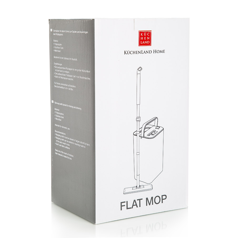 Mop with bucket, with spin and cleaning, rectangular, white-purple, Mop