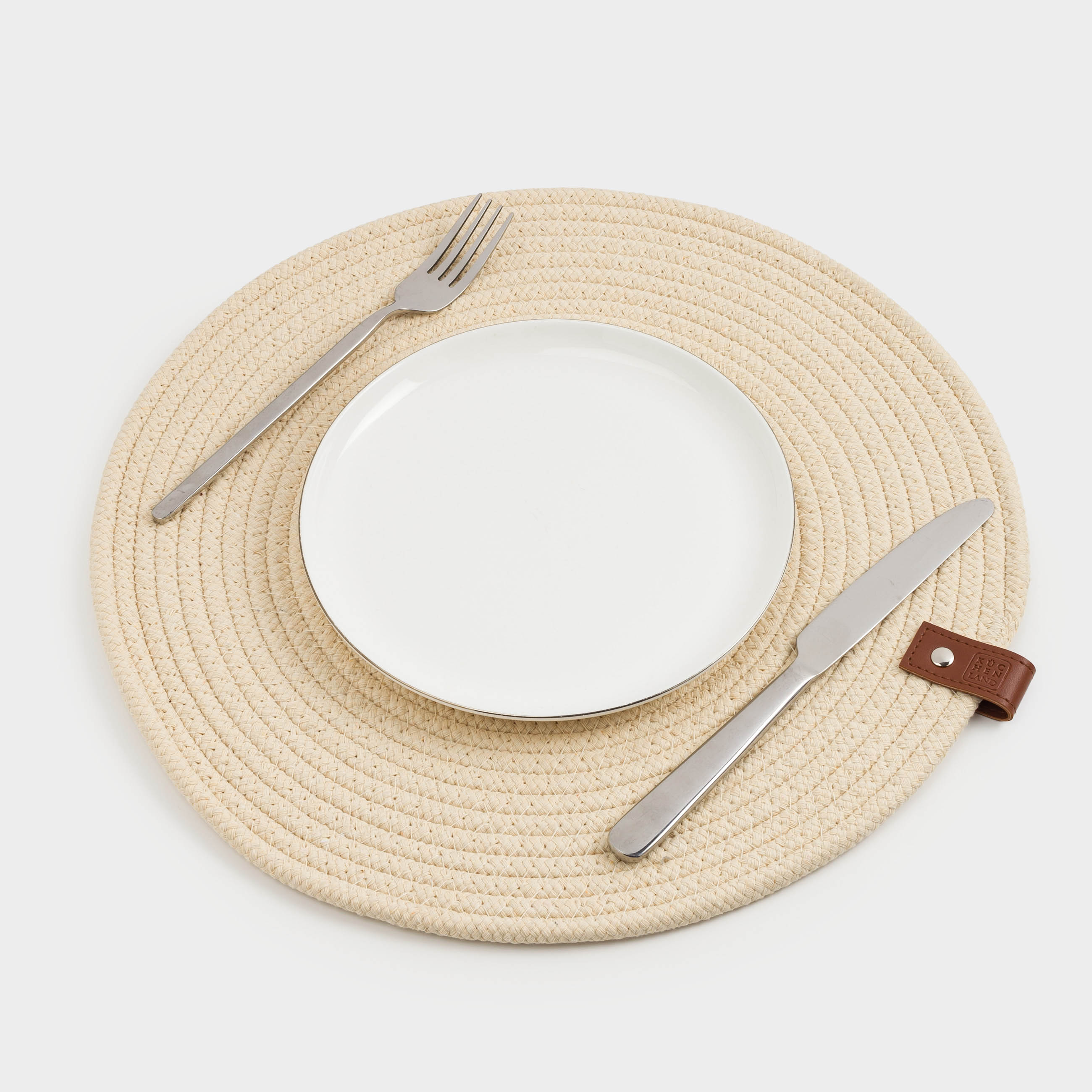 Placemat, 38 cm, polyester / cotton, round, beige, Swivel