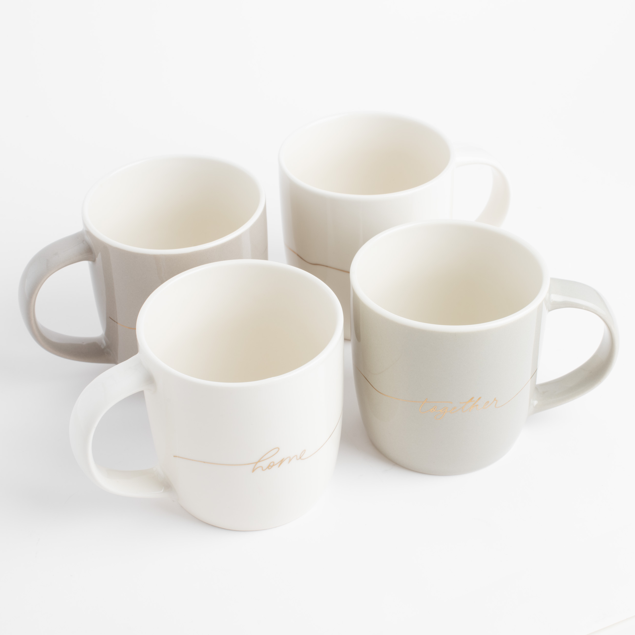 Mug, 330 ml, 4 pcs, porcelain N, beige/gray, Mix, Scroll