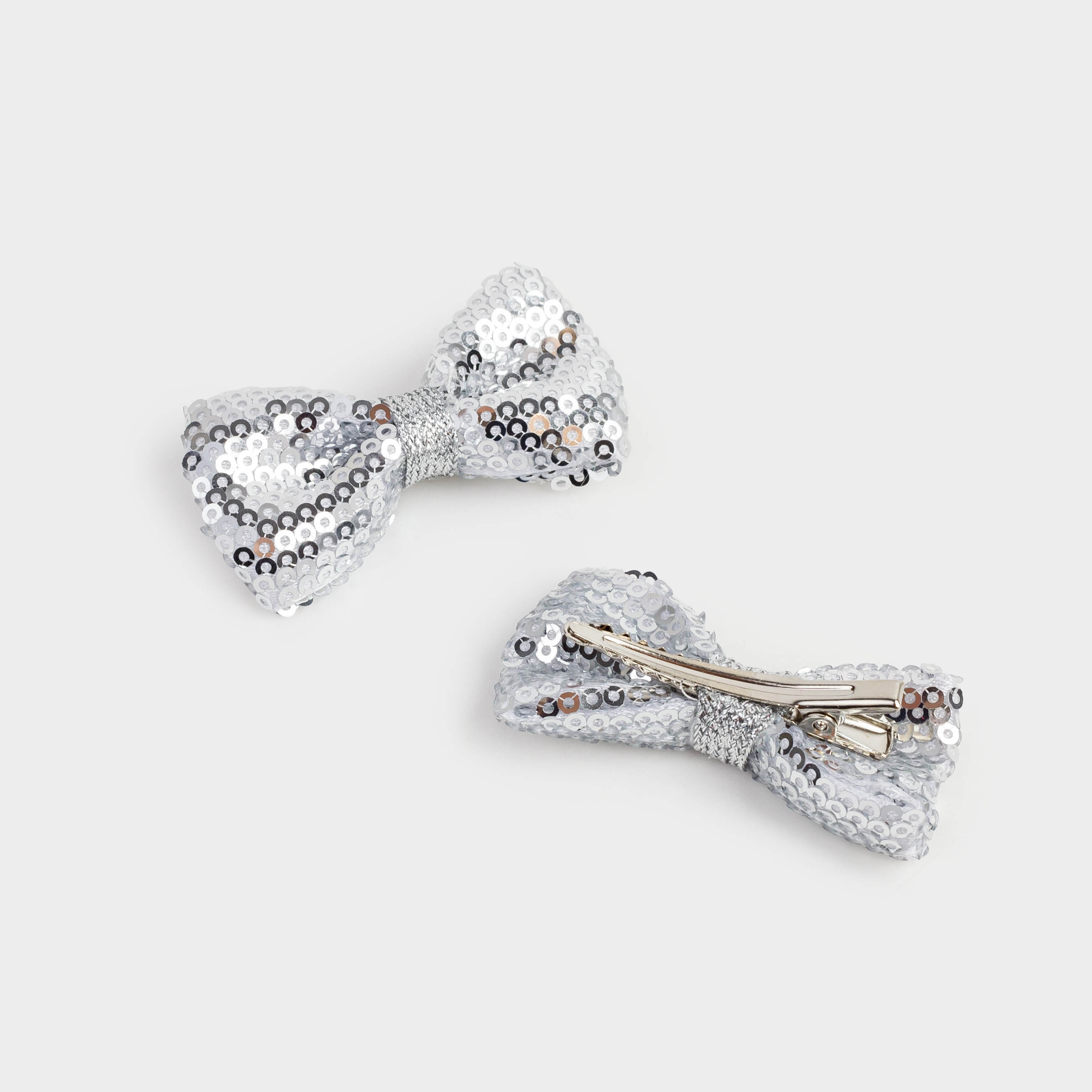 Hair clip, 6 cm, 2 pcs, Children's, Polyester / metal, White, Bows, Hairstyle, image-2