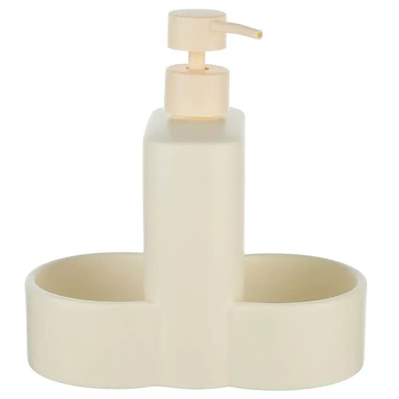 Detergent dispenser, 380 ml, organizer, 2 compartments, ceramic, milk