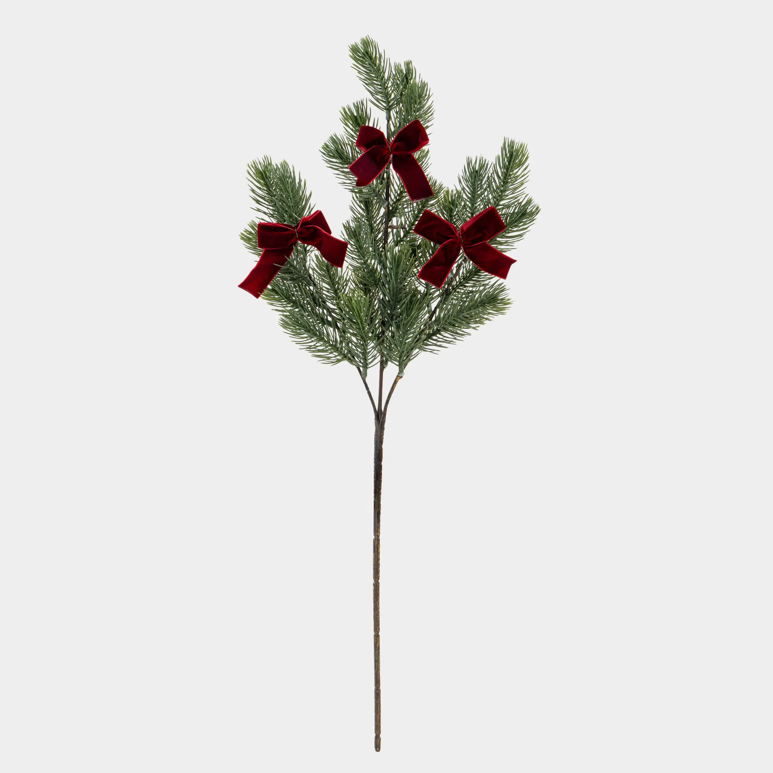 Decorative branch, 67 cm, polyethylene, Spruce with red bows, Conifer decor
