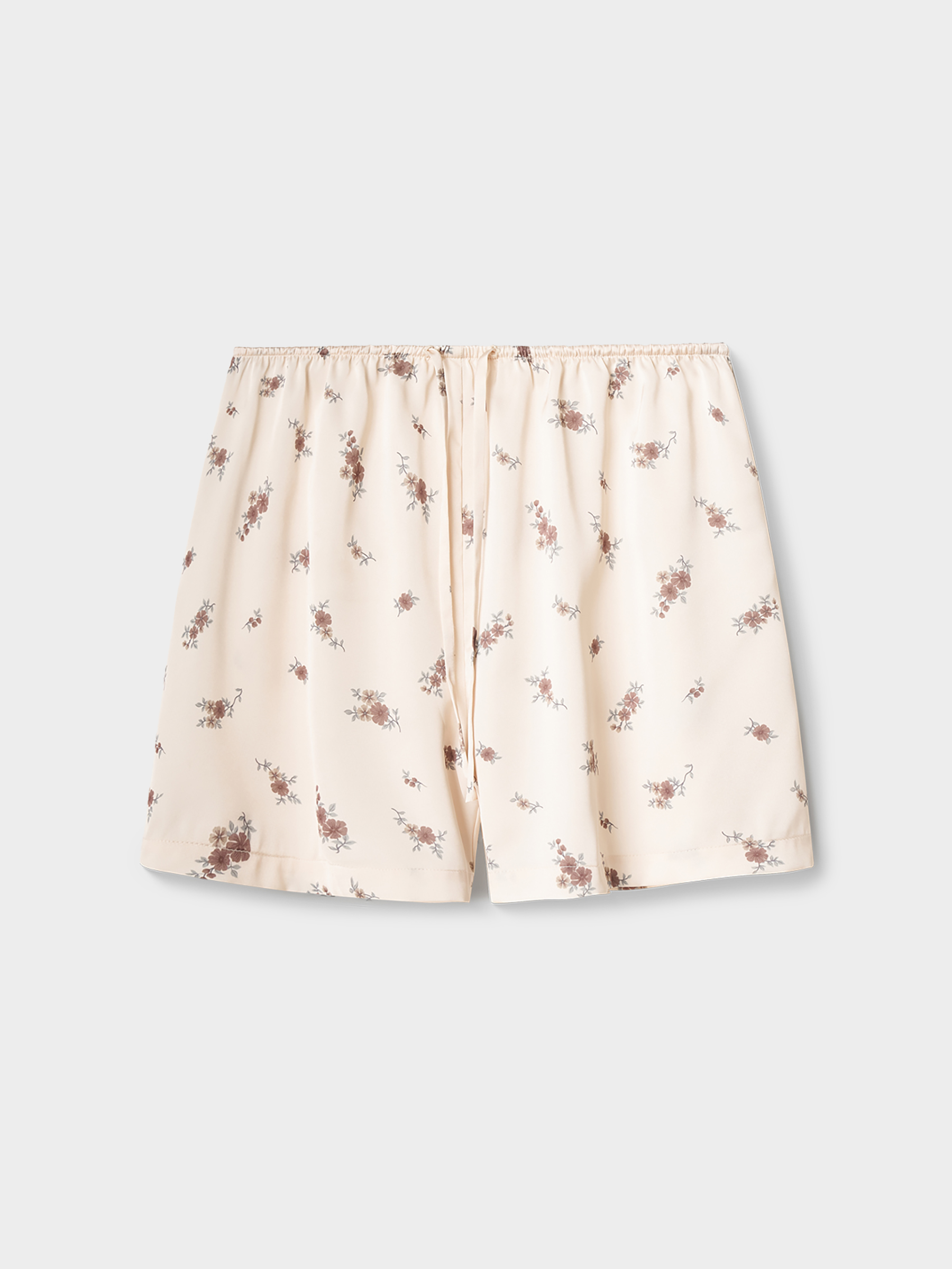 Women's shorts, homewear, size S, polyester, milky, Flowers, Roktania, image-4