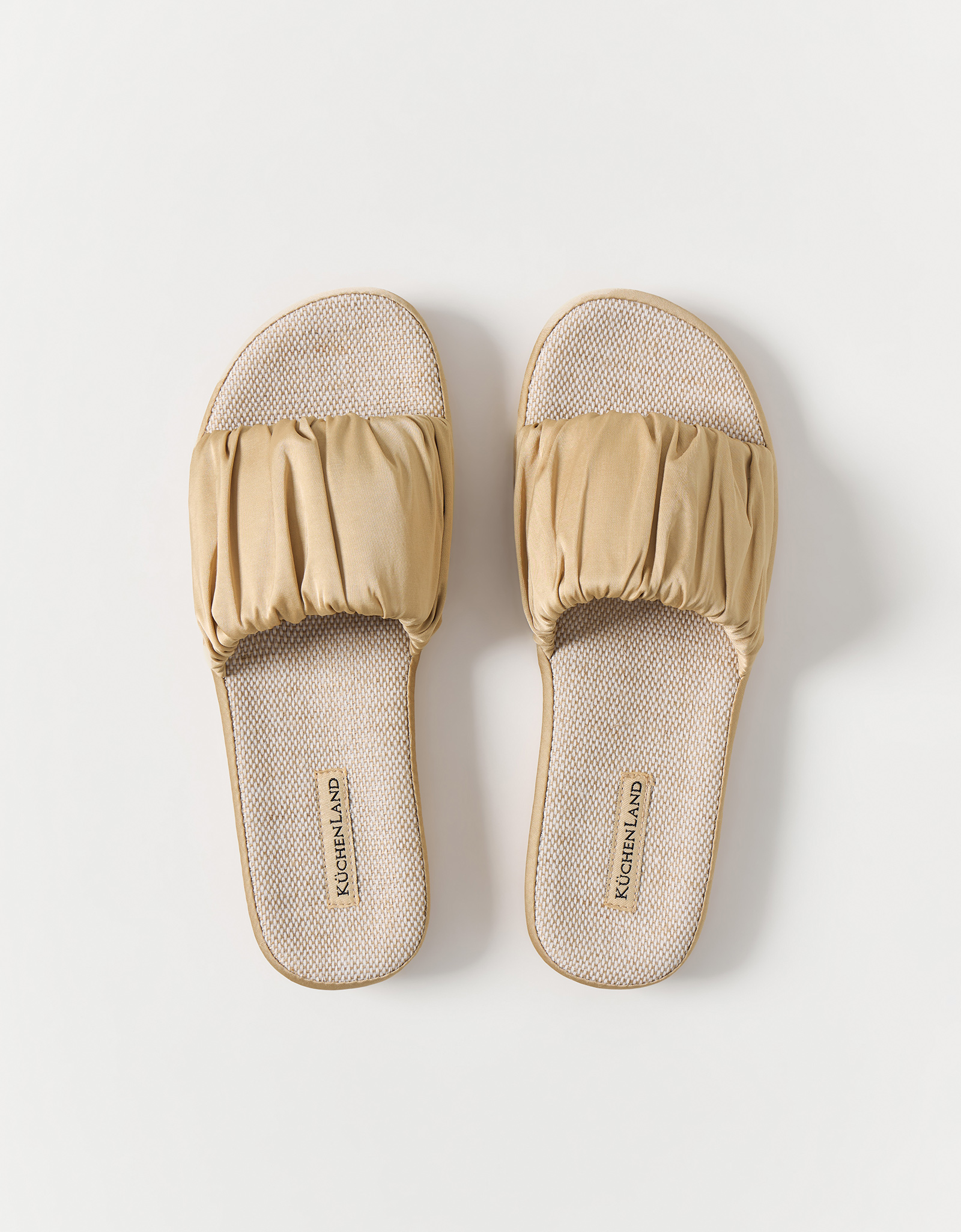 Women's slippers, homewear, size 36-37, polyester / cotton, beige, Everleigh, image-1