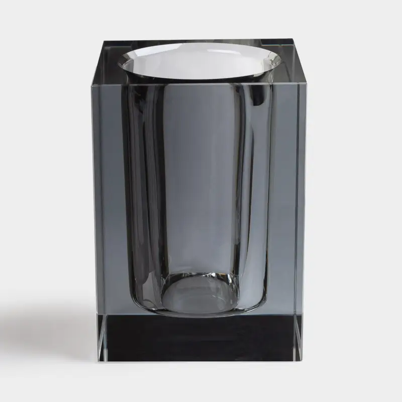 Bathroom tumbler, 16 cm, glass, grey, Cube color ,image-0