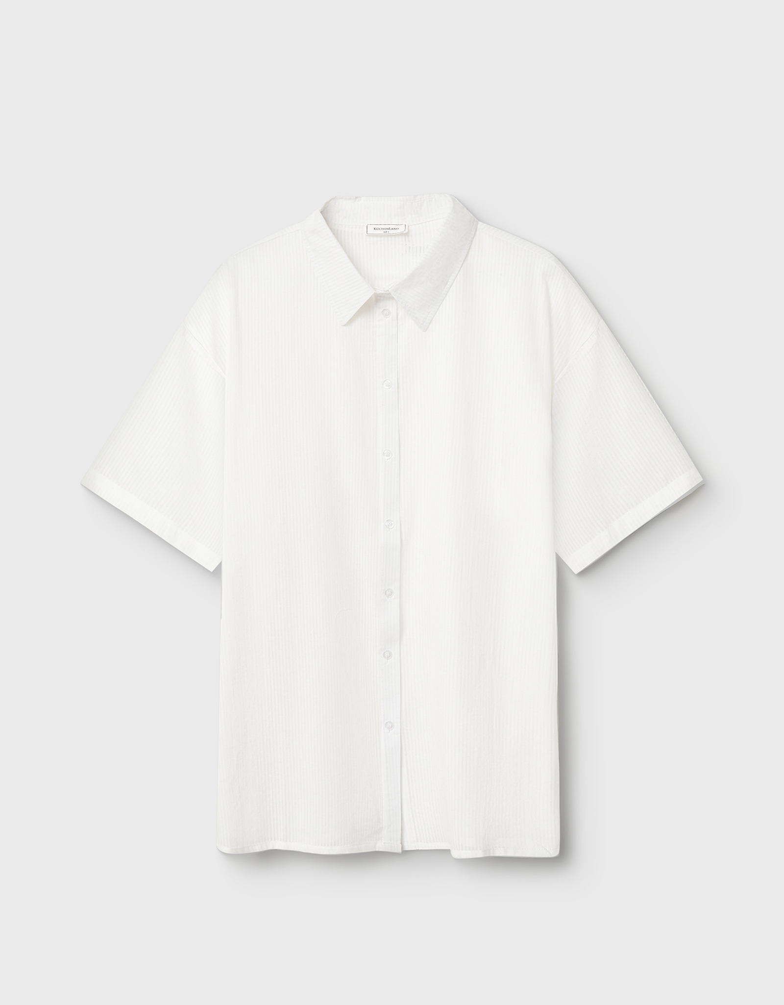 Women's shirt, homewear, size L, with short sleeves, cotton, white, Stripes, Leticia, image-6