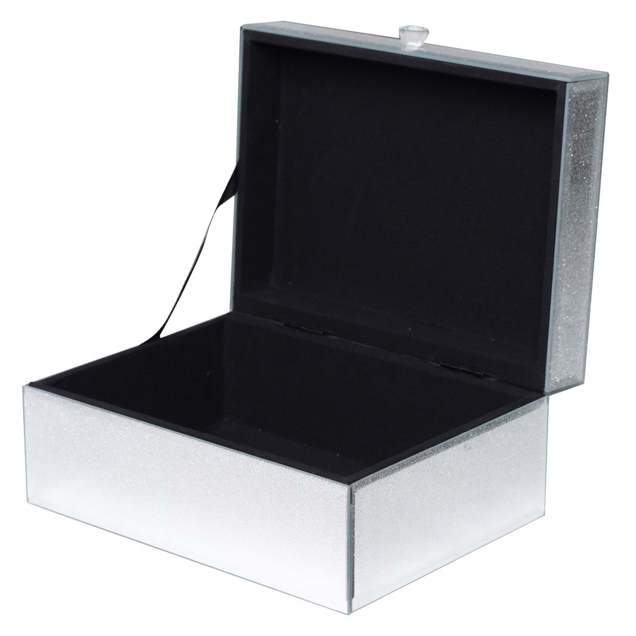 Jewelry box, 20x15 cm, glass, silver, with sparkles, Actress