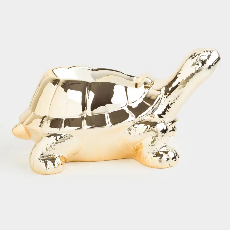 Wine bottle stand, 26x13 cm, porcelain P, golden, Turtle, Grand turtle ,image-0