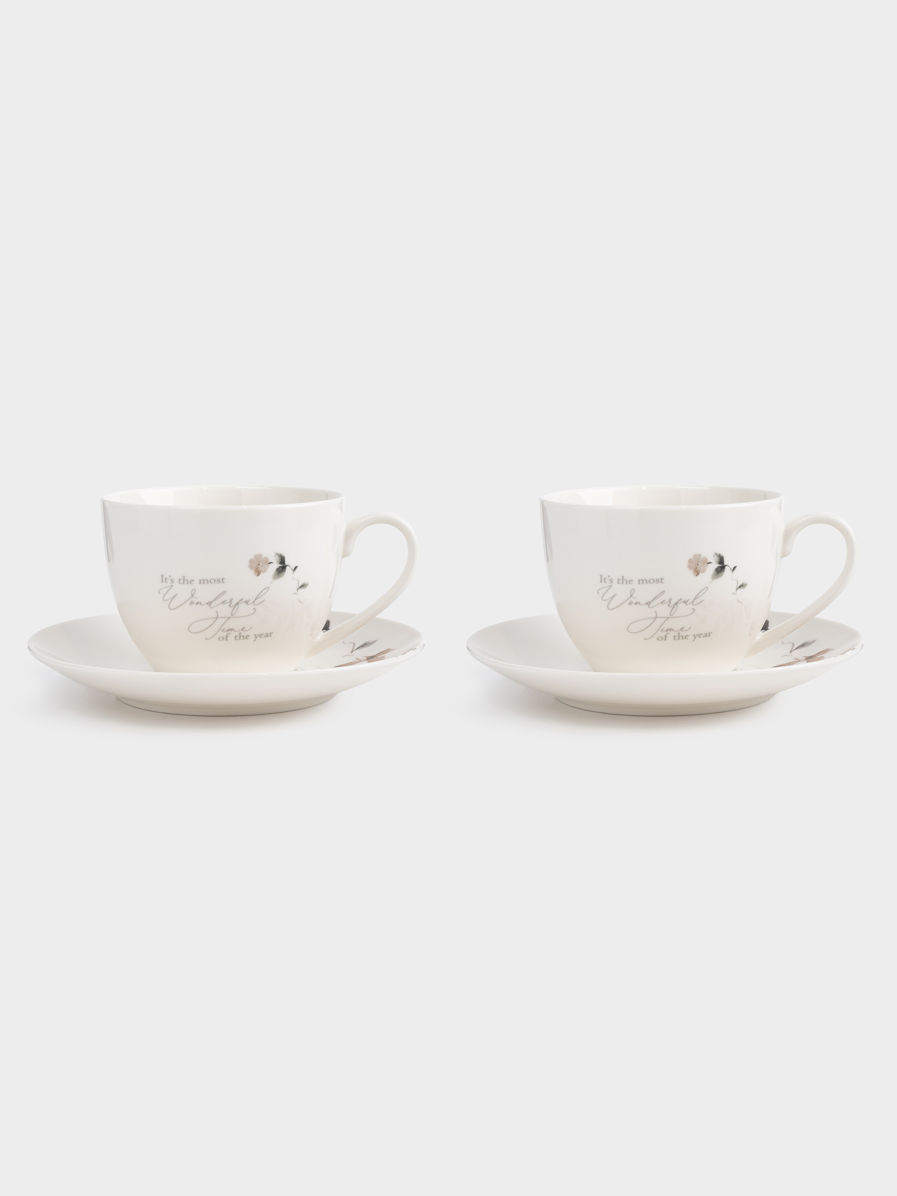 Tea pair, 2 persons, 4 items, 280 ml, porcelain N, Autumn flowers, Refined floral, image-1
