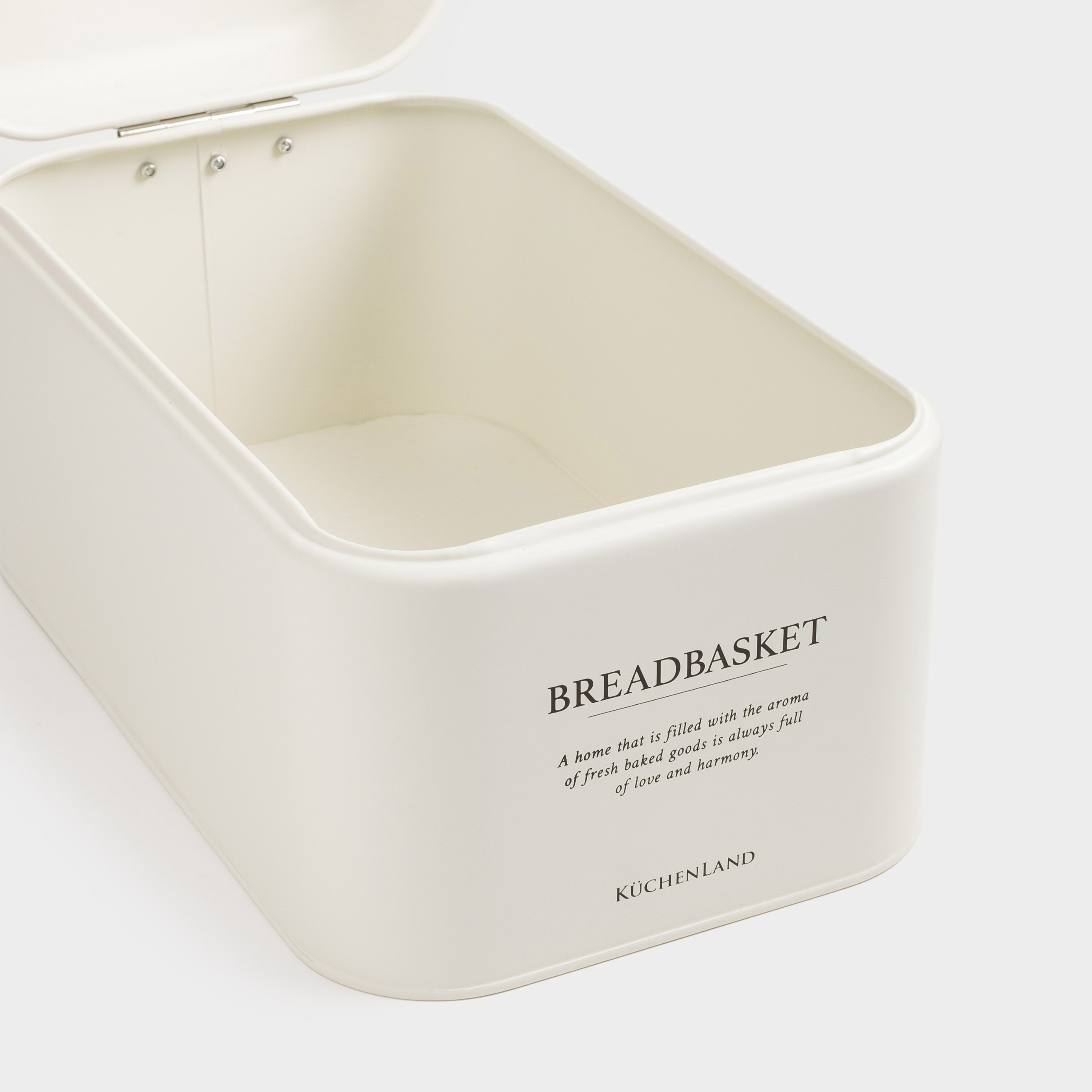 Bread box, 32x18x16 cm, metal / wood, rectangular, milky, Course