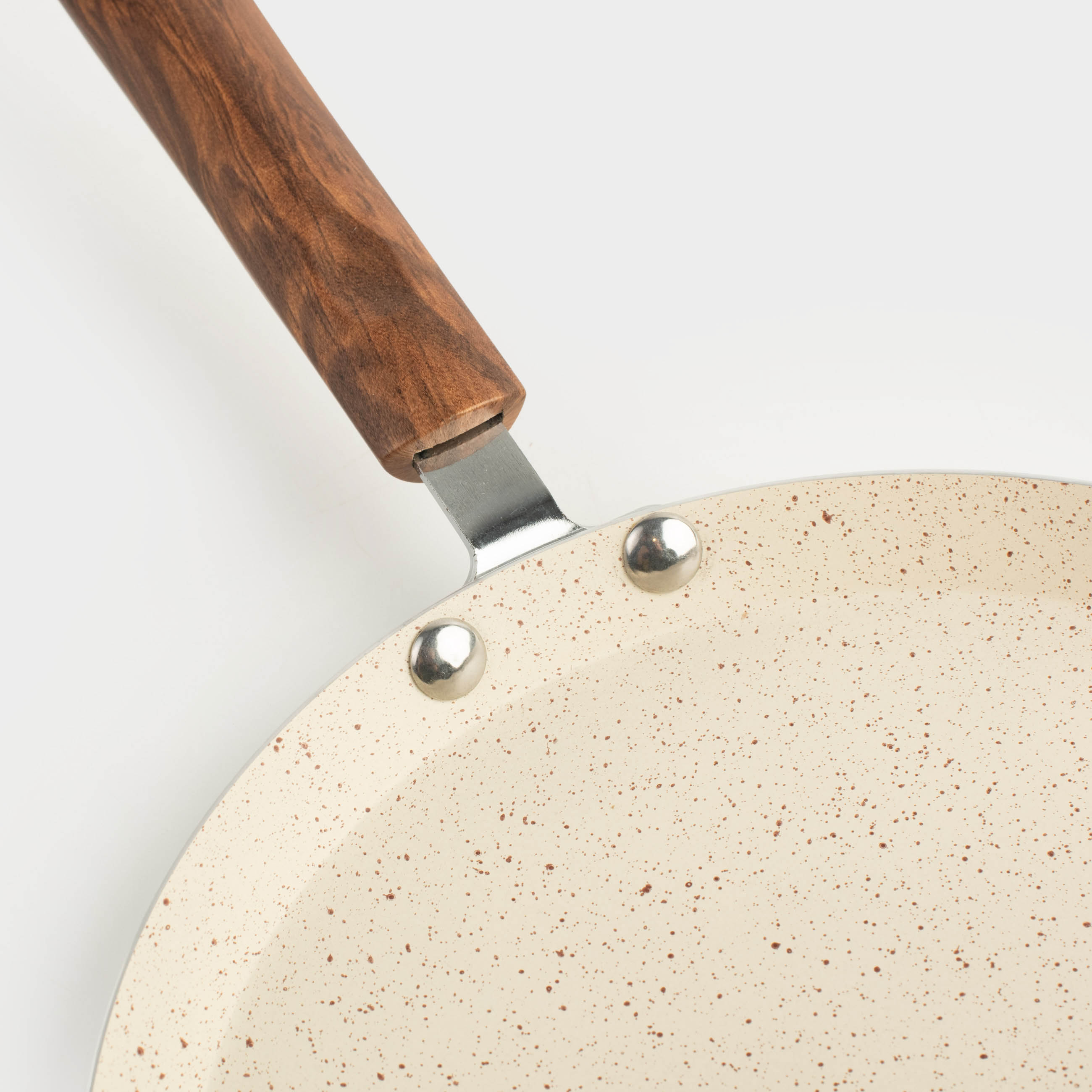 Pancake pan, 22 cm, coated, with spatula, metal / wood, cream, Crepe