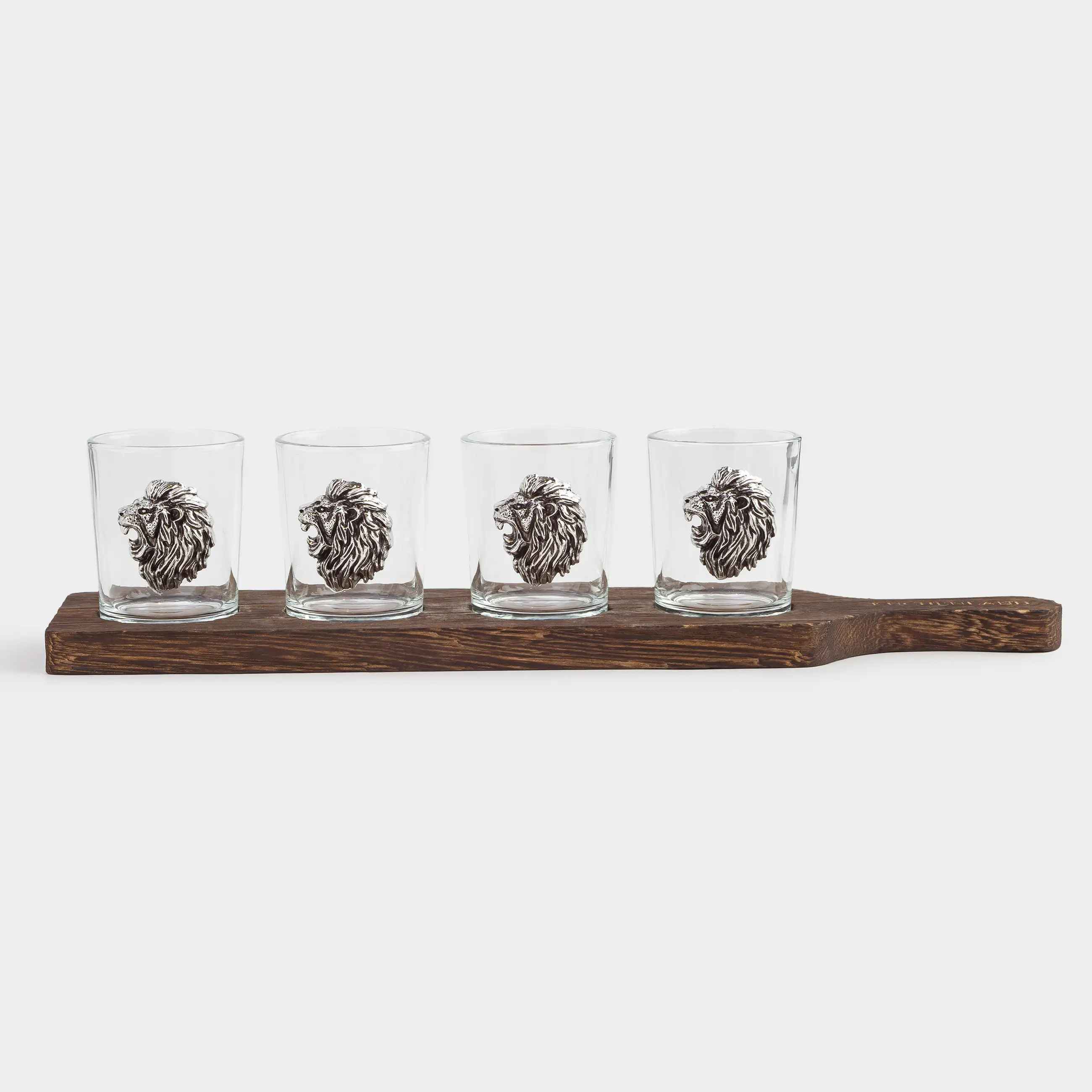 Drinking glass, 80 ml, 4 pcs, on a stand, glass / wood, Lion, Lux elements decor