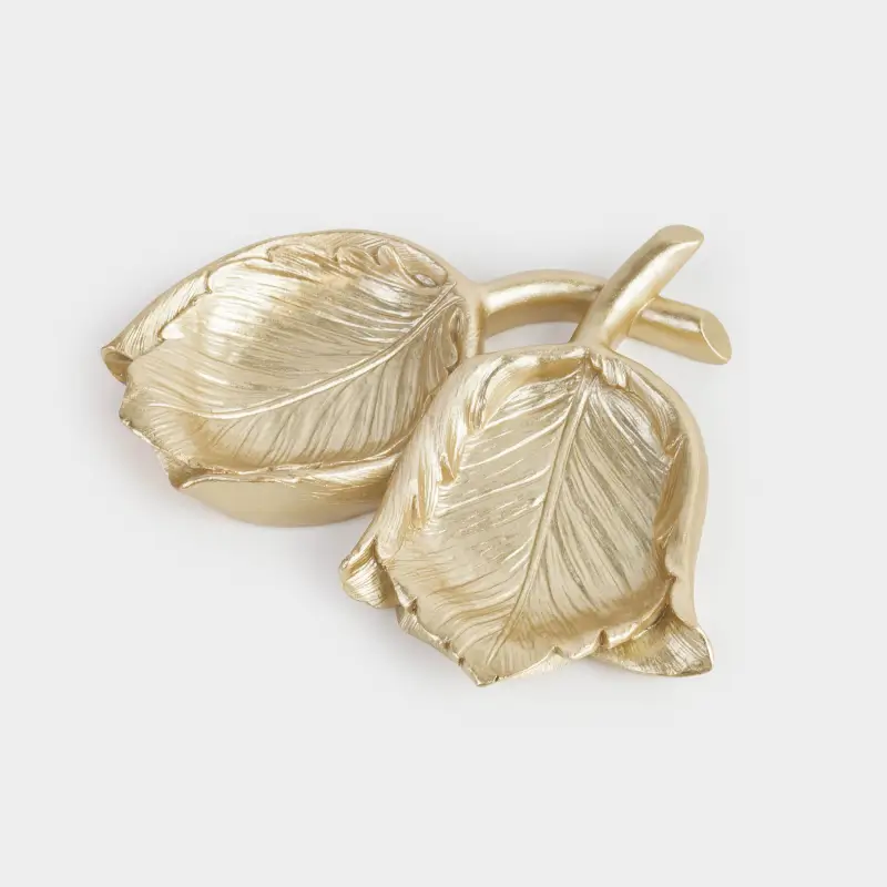Decorative dish, 18x16 cm, polyresin, golden, Tulips, Fantastic gold ,image-0