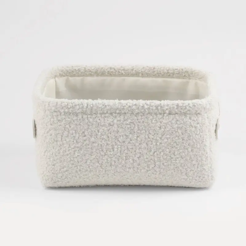 Storage basket, 22x17x11 cm, with handles, boucle, rectangular, milk, Boucle ,image-0