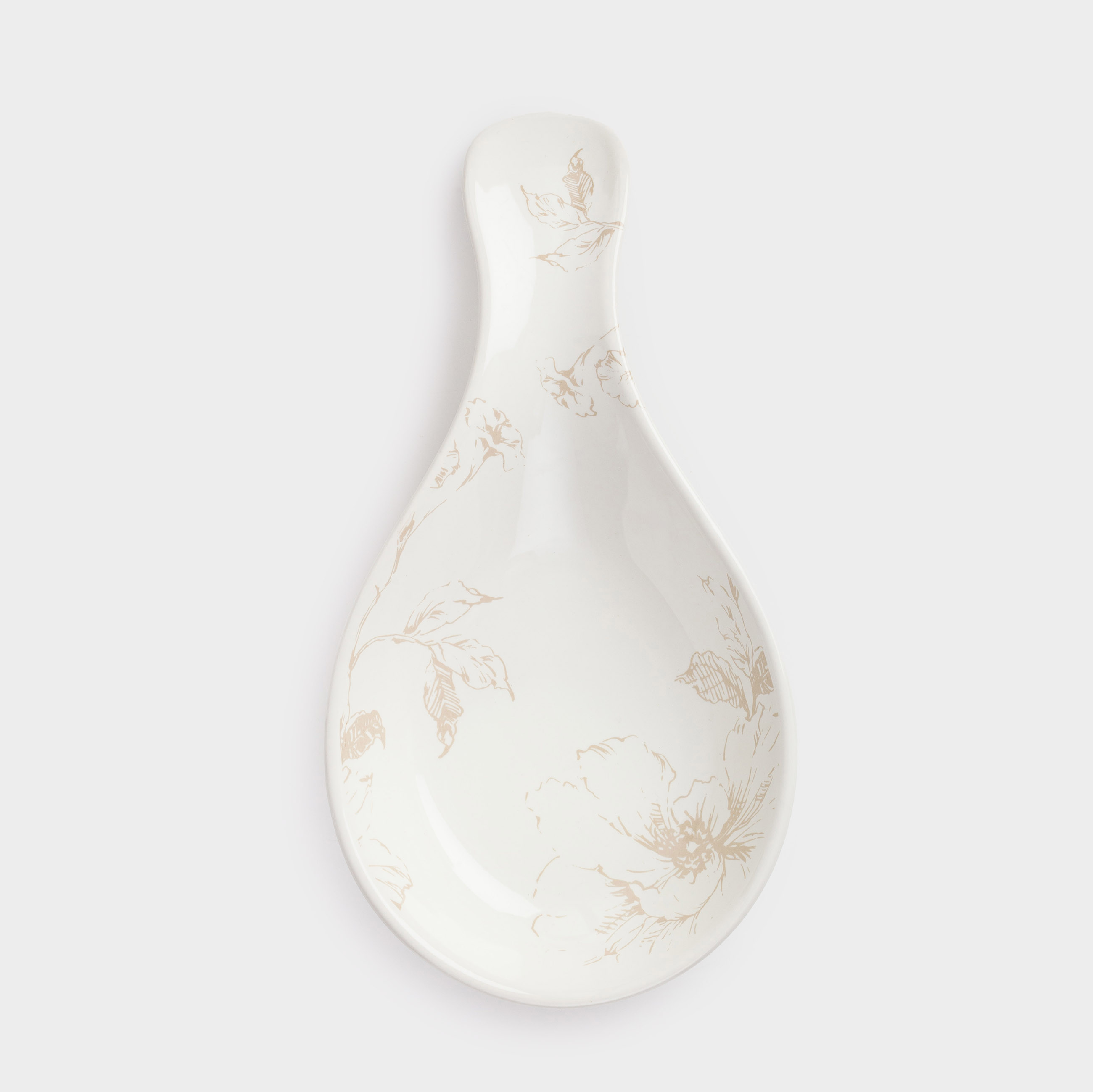 Spoon stand, 23 cm, ceramic, milky, beige flowers, Maleo, image-0