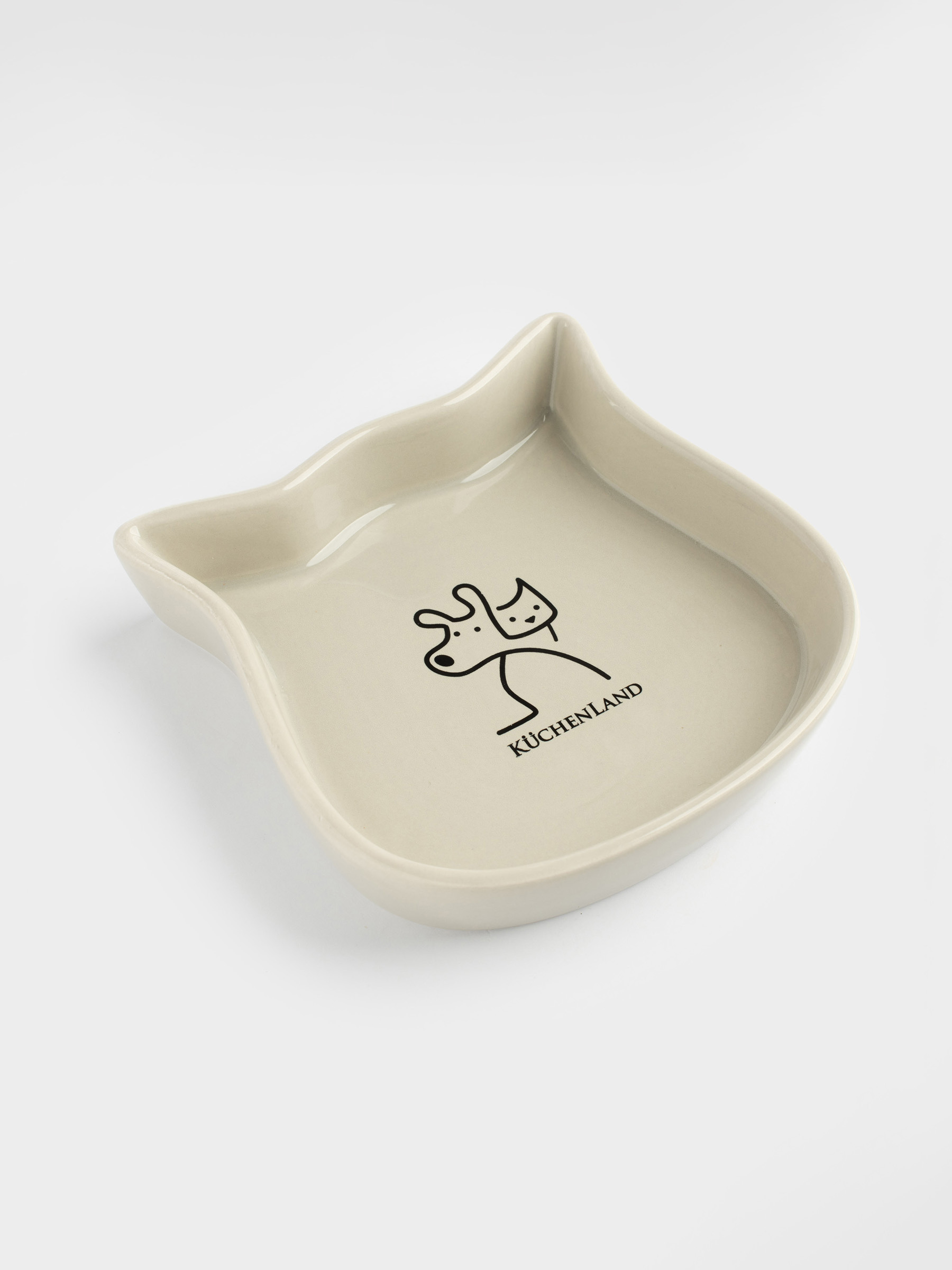 Pet bowl, 14x14 cm, 160 ml, ceramic, grey, Cat, Whiskers, image-5