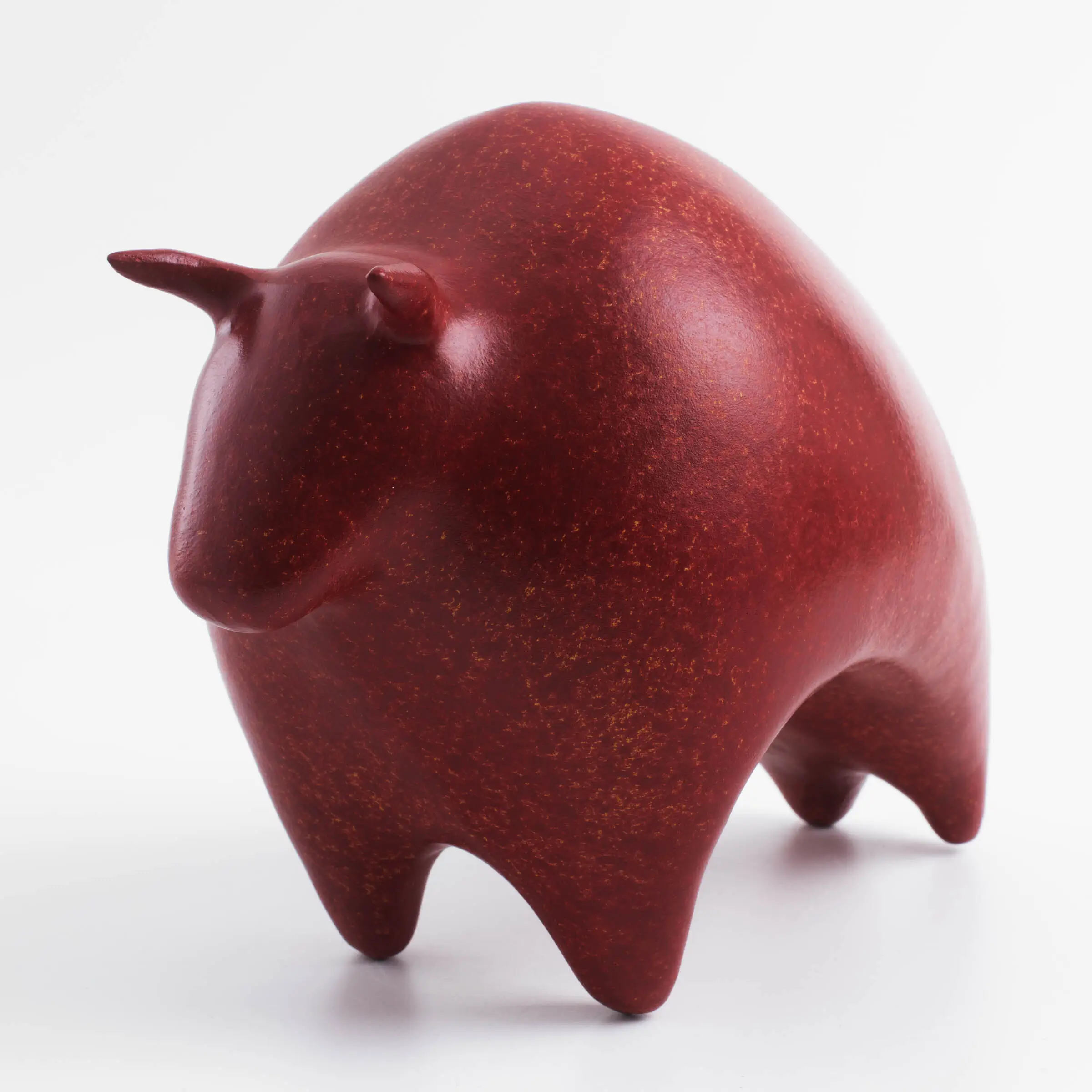 Statuette, 21 cm, polyresin, red, Bull, Art modern