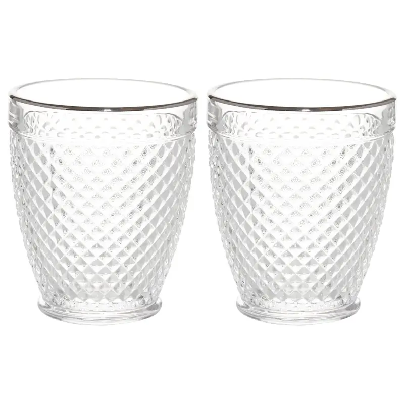 Drinking glass, 10 cm, 300 ml, 2 pcs, glass R, with silver edging, Verona silver ,image-0