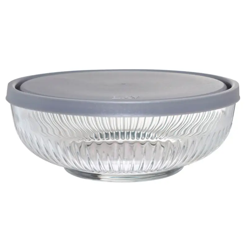 Salad bowl, 17x6 cm, 1.2 l, with lid, glass R / plastic, Madeira