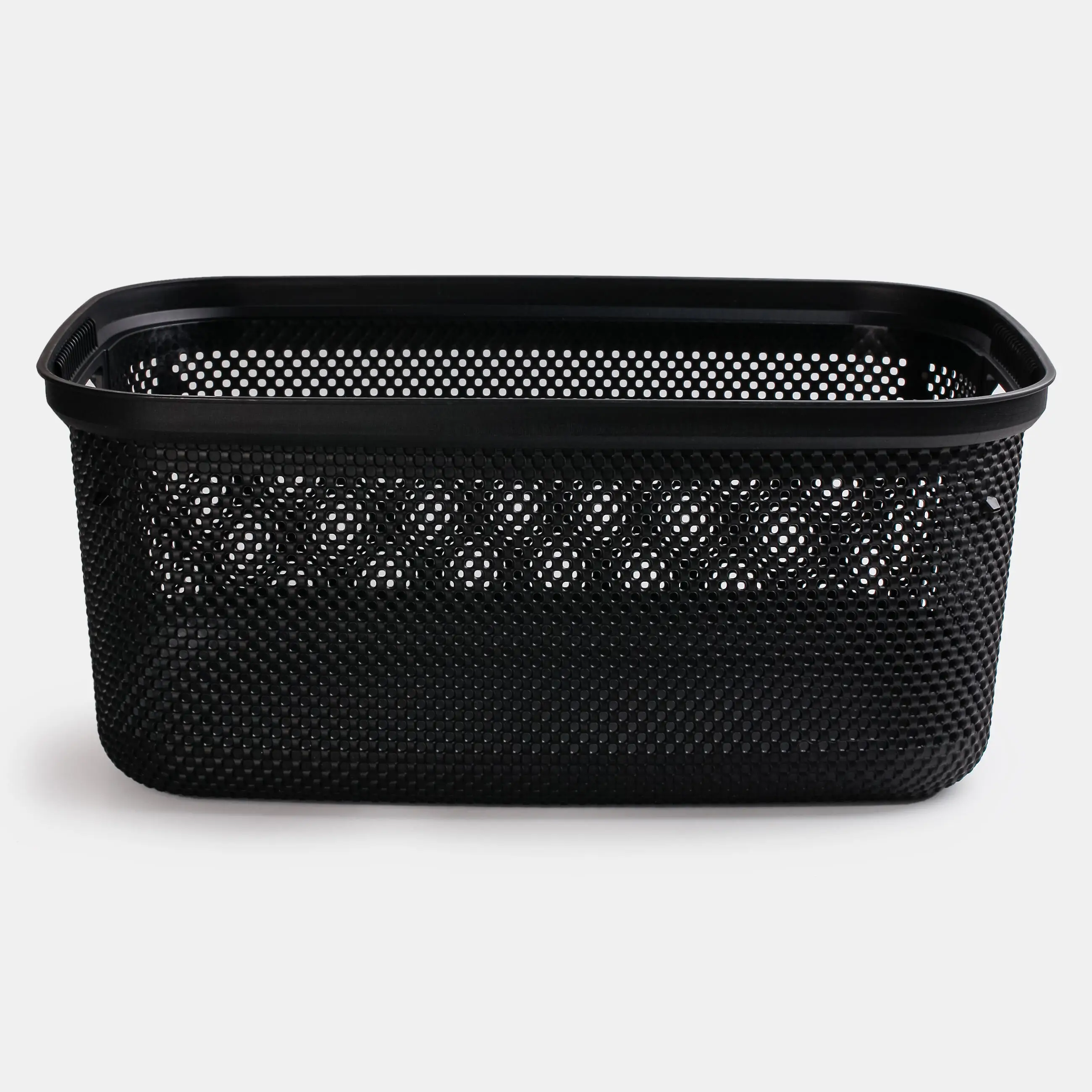 Laundry basket, 52x35x22 cm, with handles, plastic, rectangular, black, Nickel, image-0