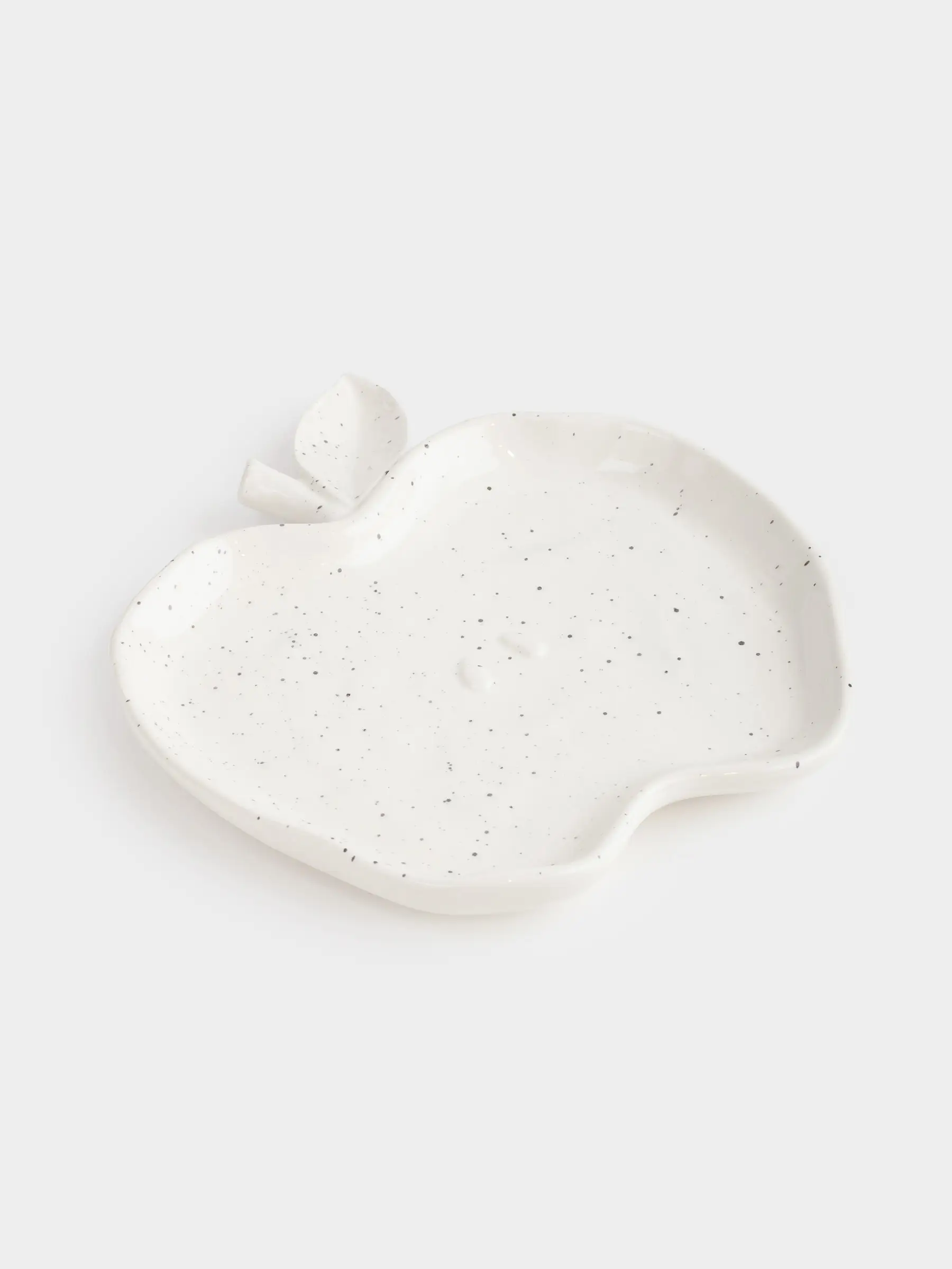 Dish, 19x17 cm, ceramic, white, speckled, Apple, Relief, image-0