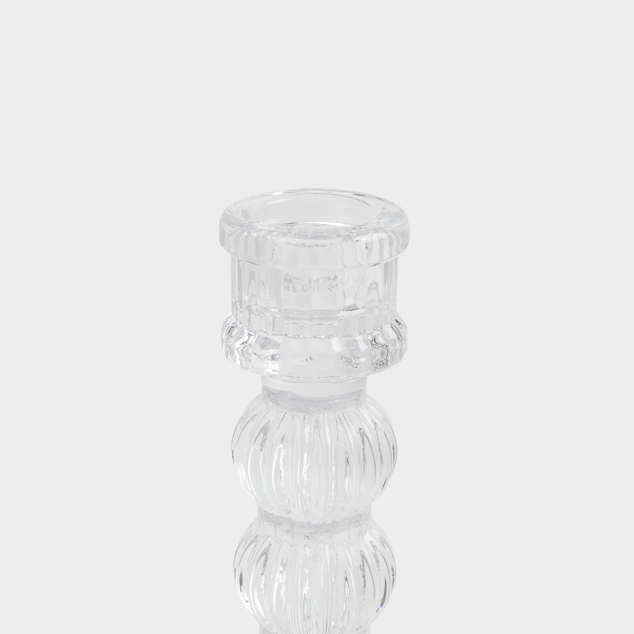 Candle holder, 16 cm, for cylindrical / thin candles, on a leg, collapsible, glass R, Ribby