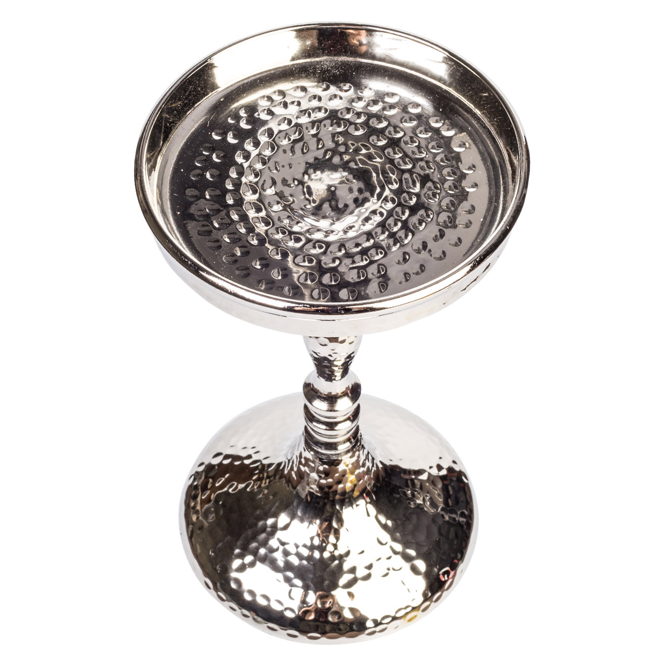 Candle holder, 32 cm, on a leg, glass / metal, silver, Fantastic R