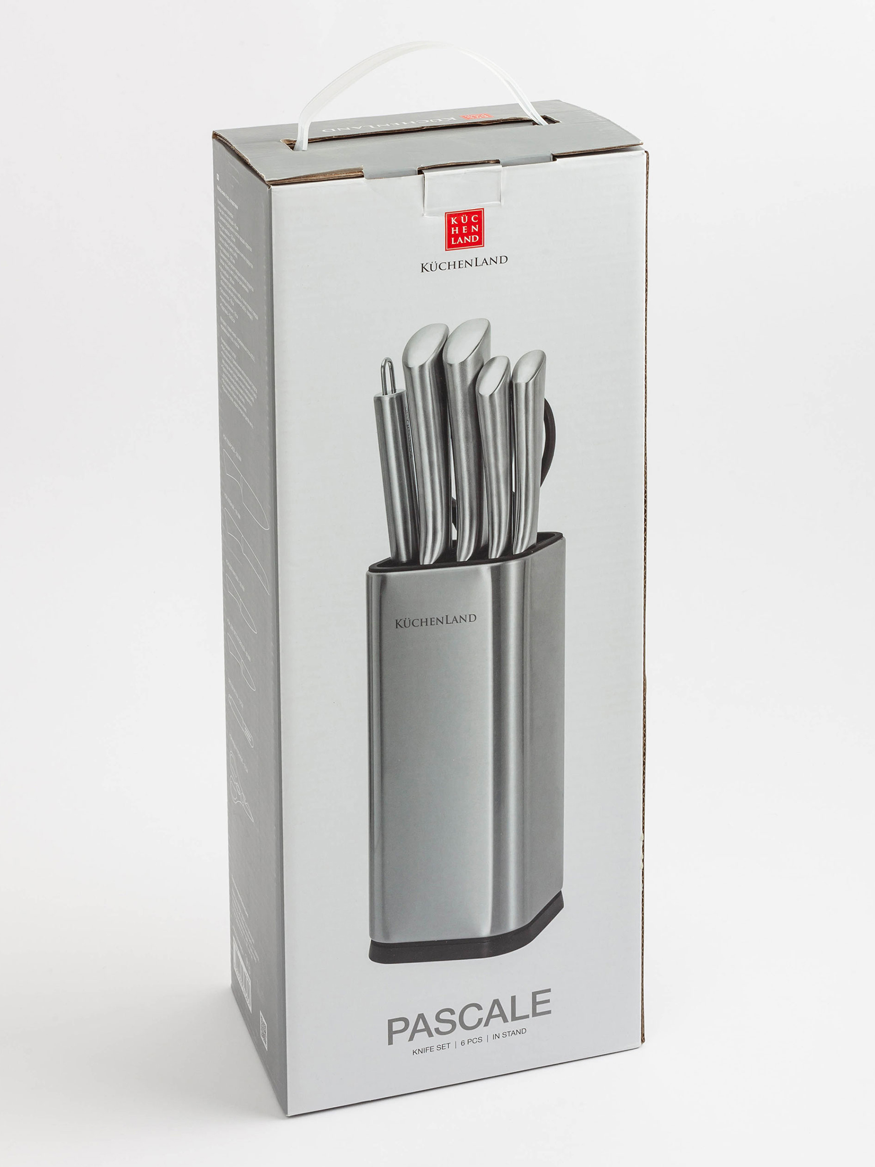 Knife set, 6 pcs, in stand, with peeler / scissors, steel / plastic, Pascale, image-9