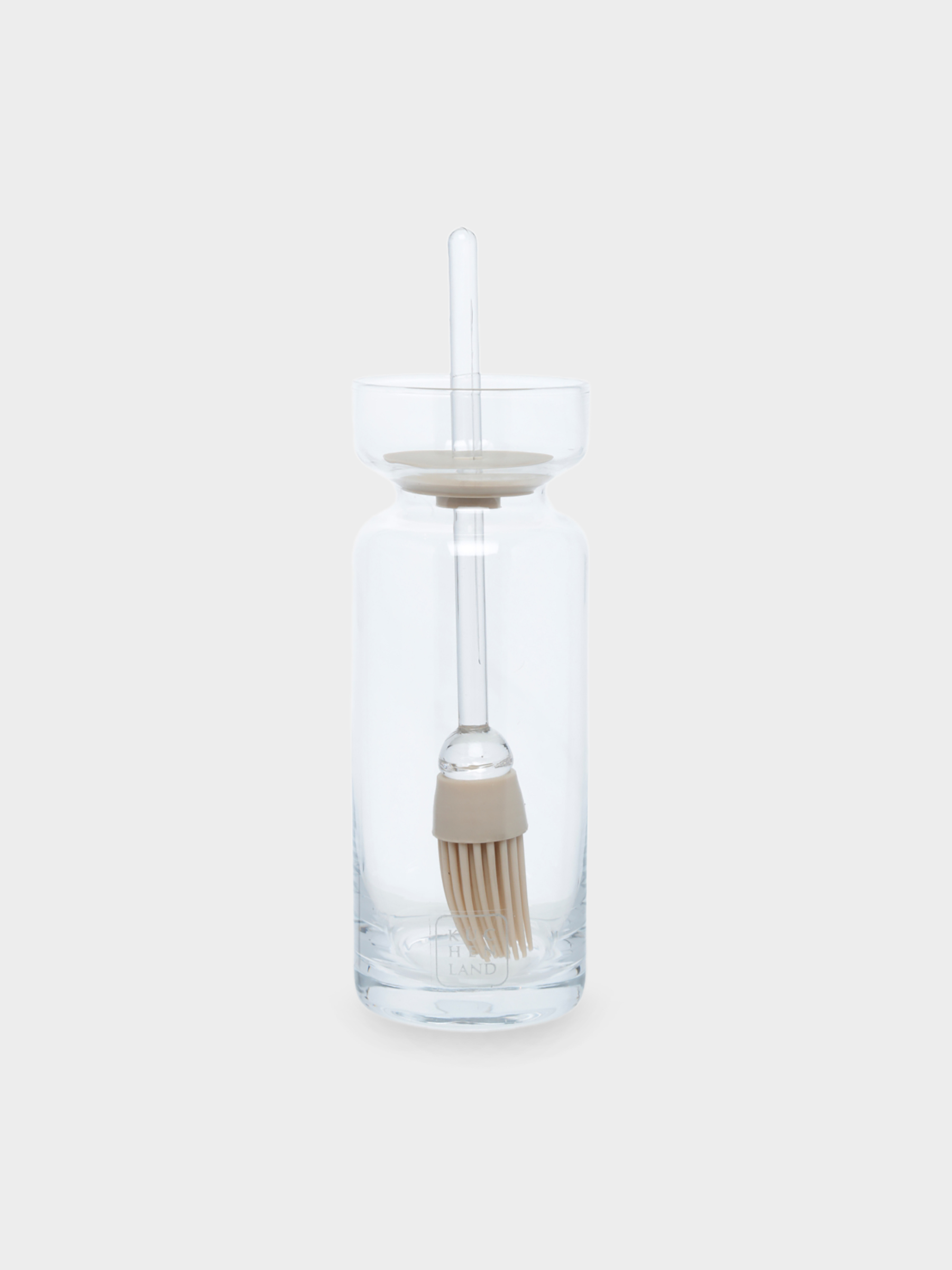 Oil container, 270 ml, with brush, Glass / Silicone, Beige, Soft Kitchen, image-0