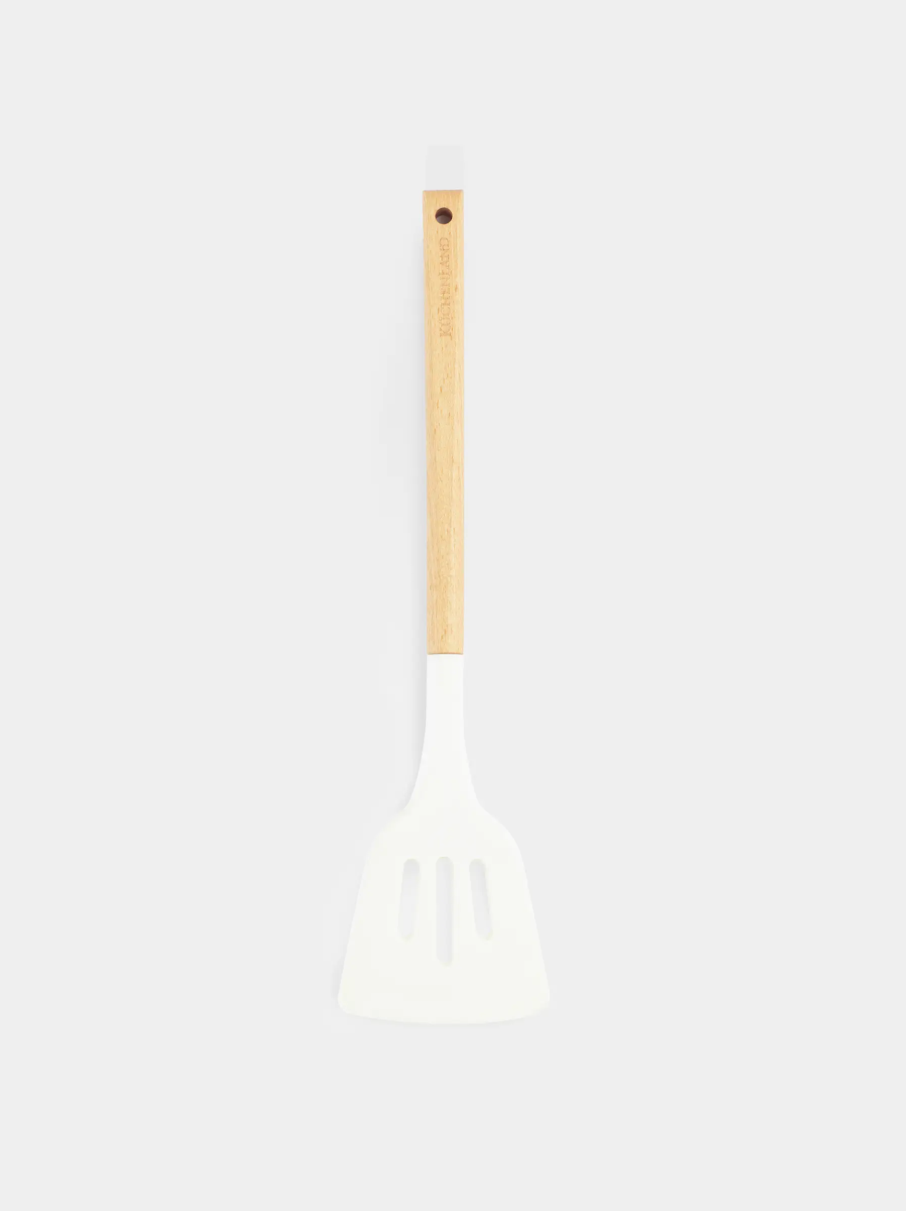 Spatula, 32 cm, with slits, silicone / wood, beige, Provence
