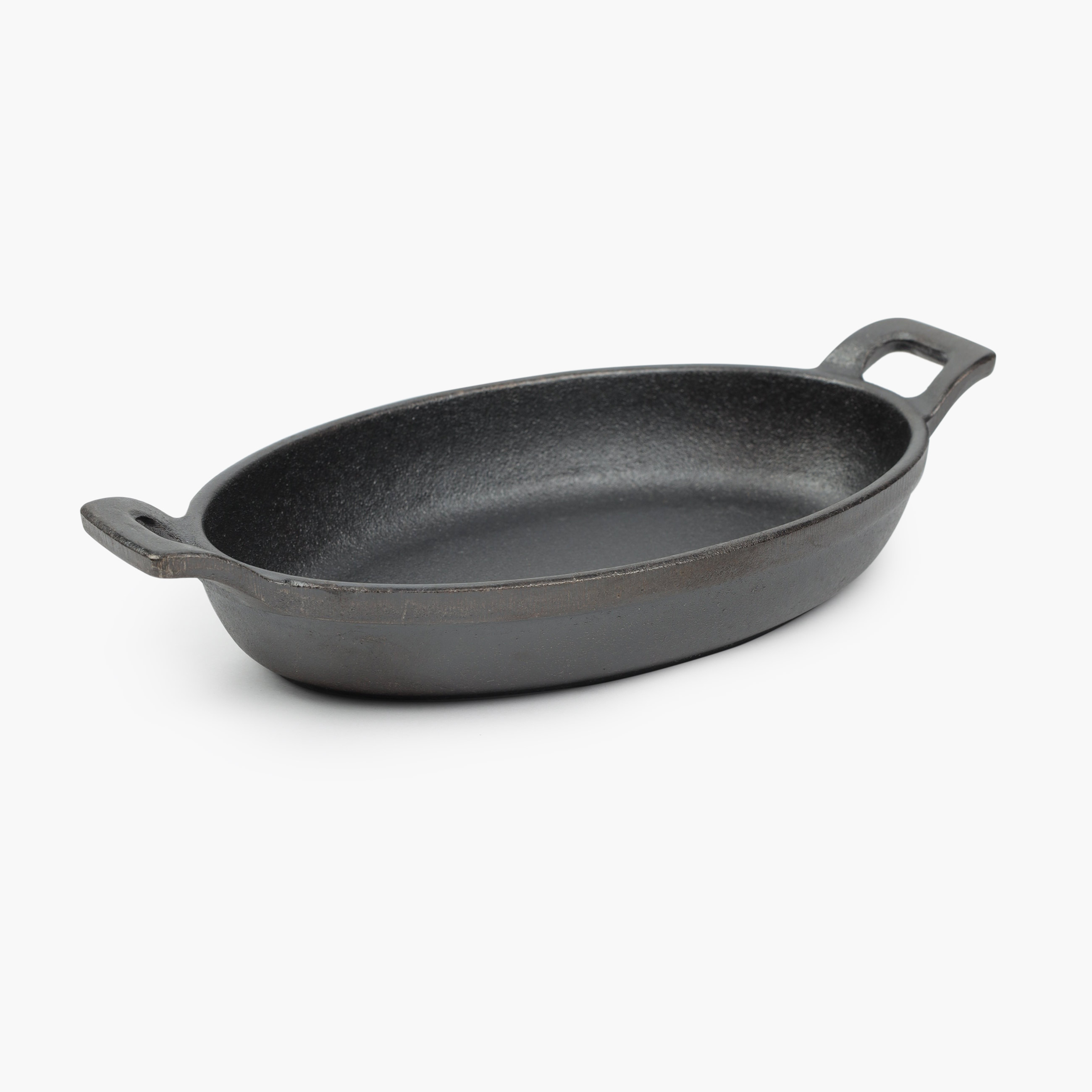 Frying pan, 18 cm, on a stand, with handles, cast iron / bamboo, oval, black, Authentic
