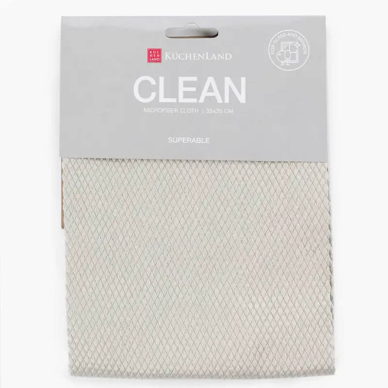 Cloth for glass/plastic/mirrors, 35x35 cm, microfiber, Fish scales, grey-beige, Clean ,image-0